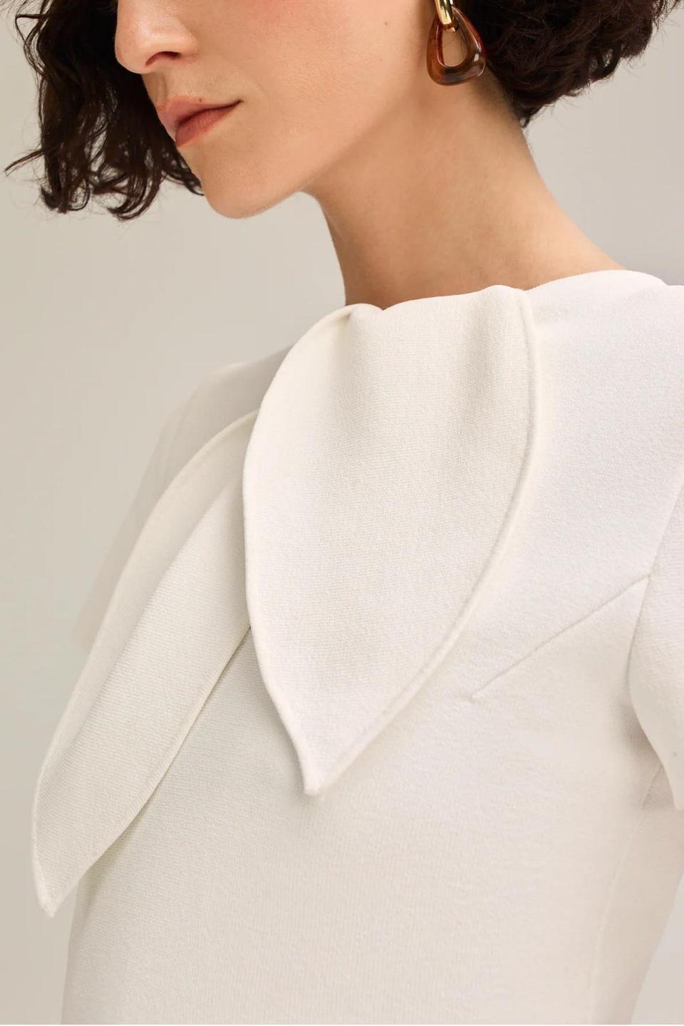 Crepe Knit Cravat Top & Pleated Suiting Maxi Skirt