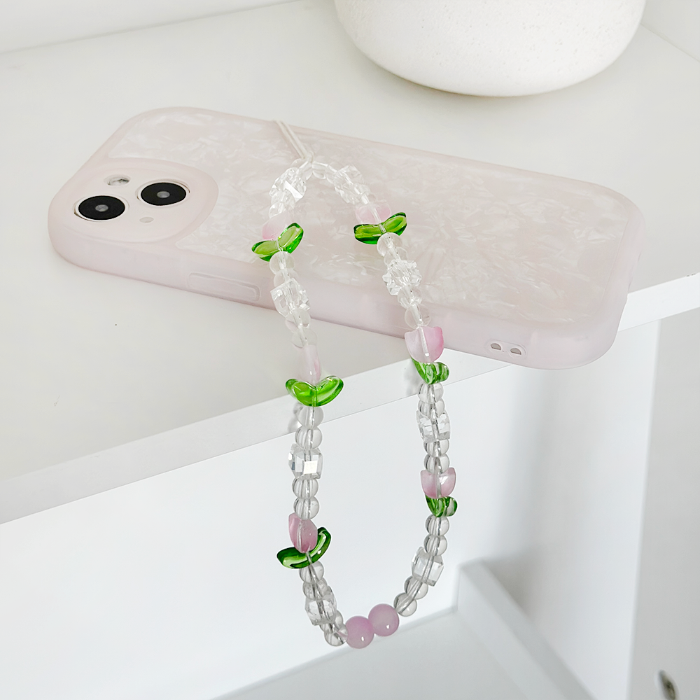 Beaded Phone Strap - Cute Tulips