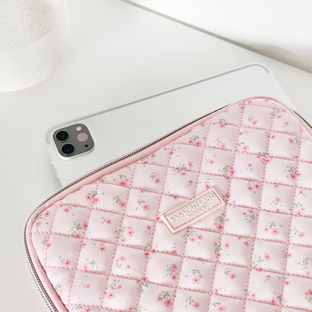 Quilted Ditsy Floral Pink iPad Sleeve