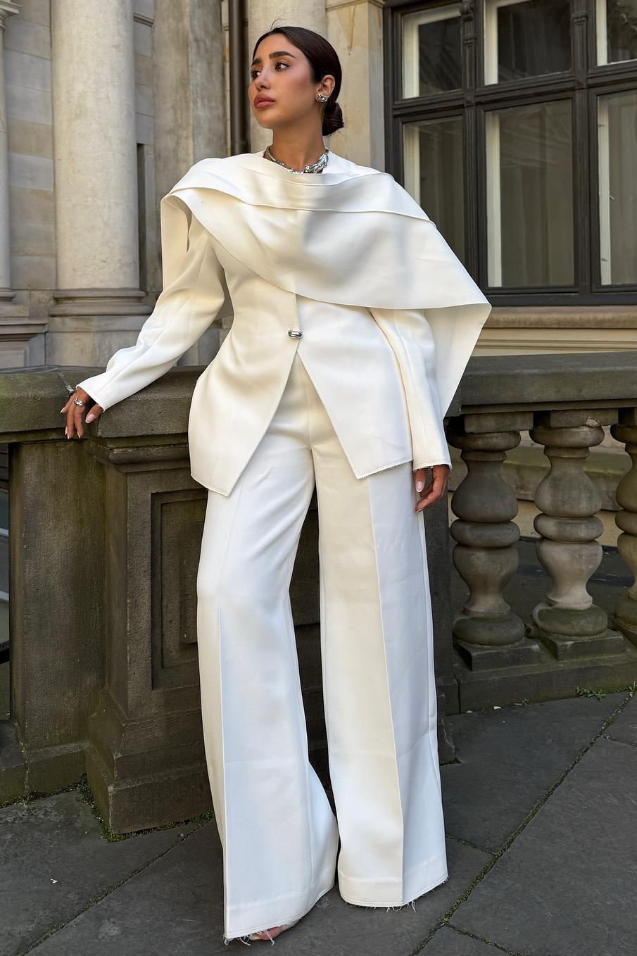 Cape Blazer Wide Leg Pants Set