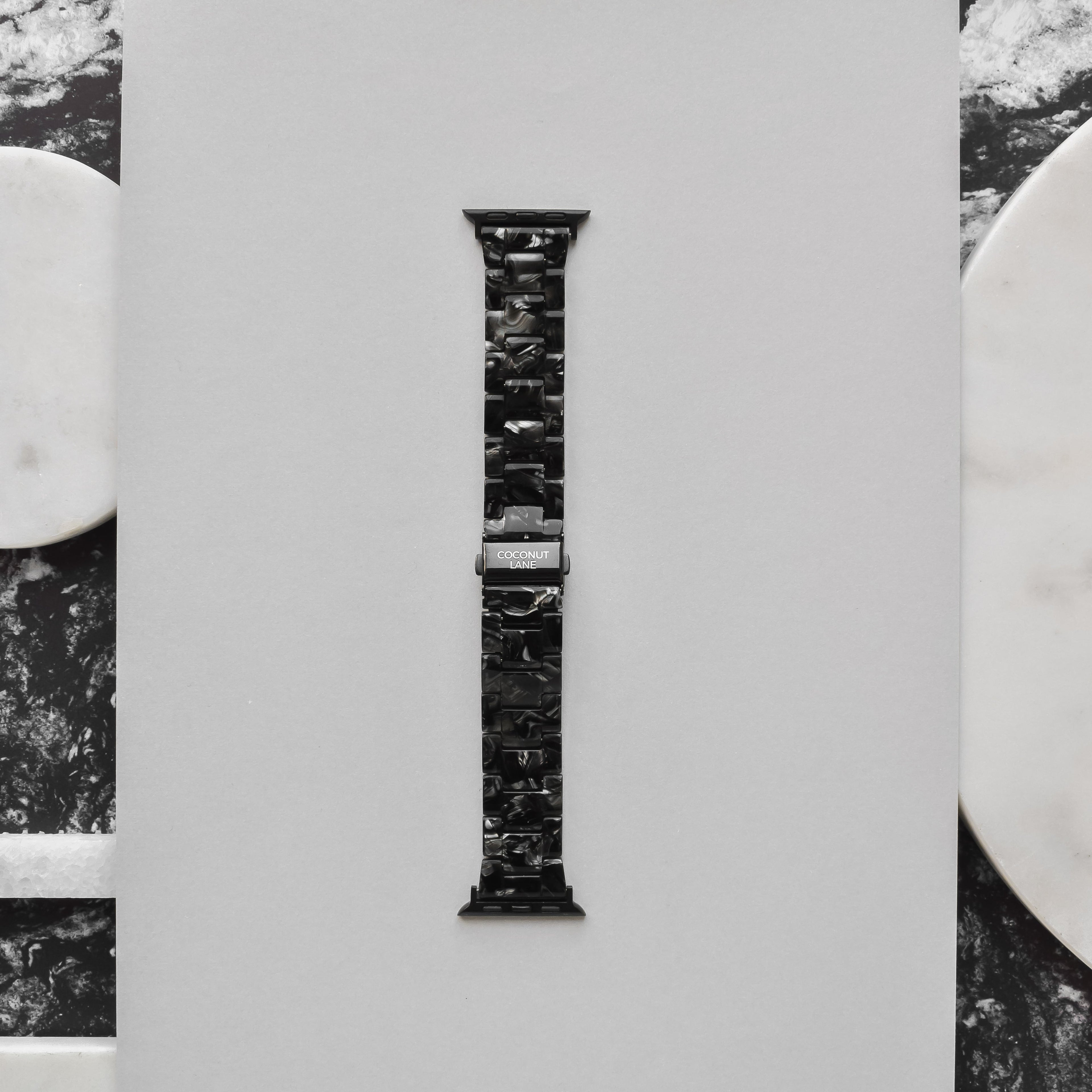 Lüks Siyah Mermer Apple Watch Kayışı