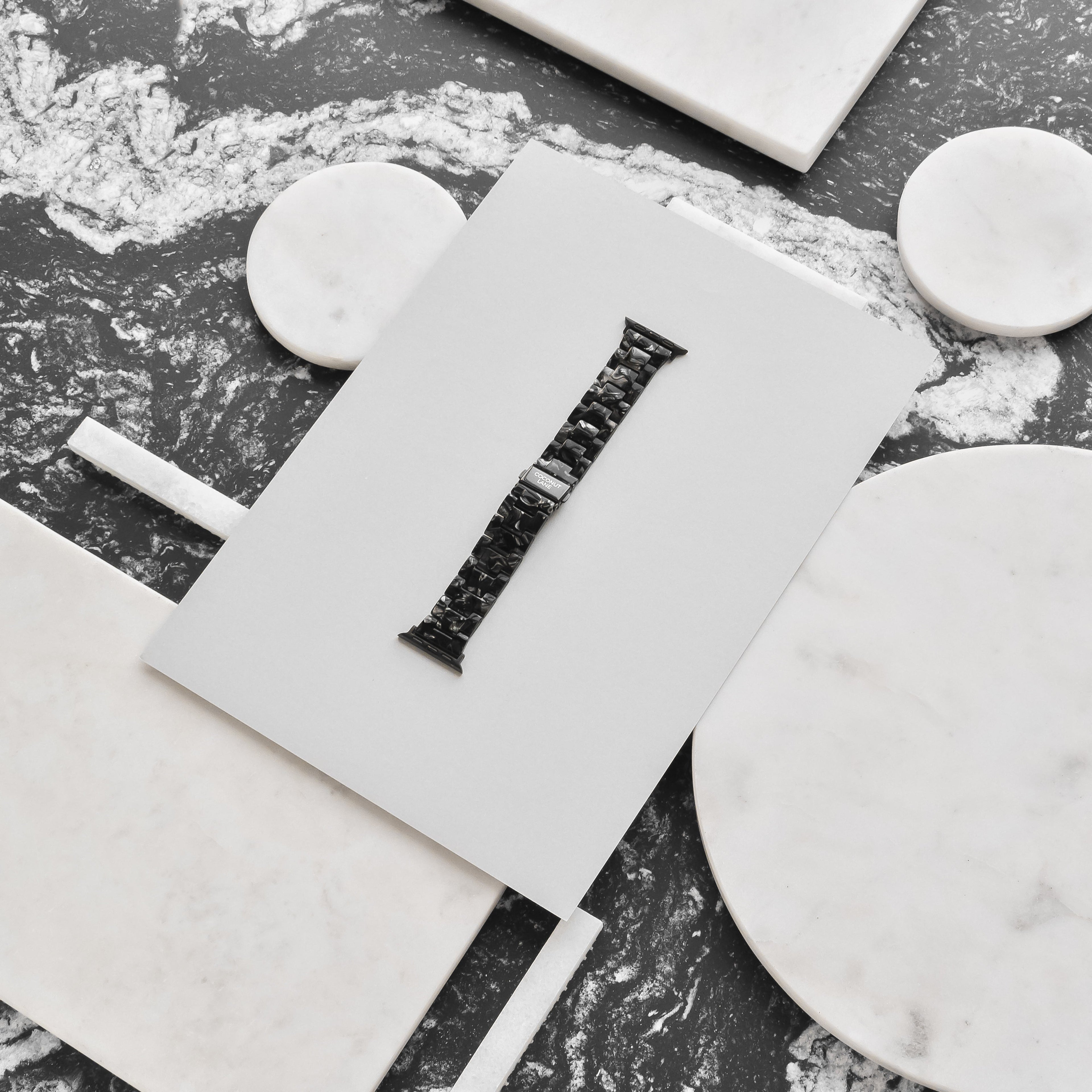 Lüks Siyah Mermer Apple Watch Kayışı