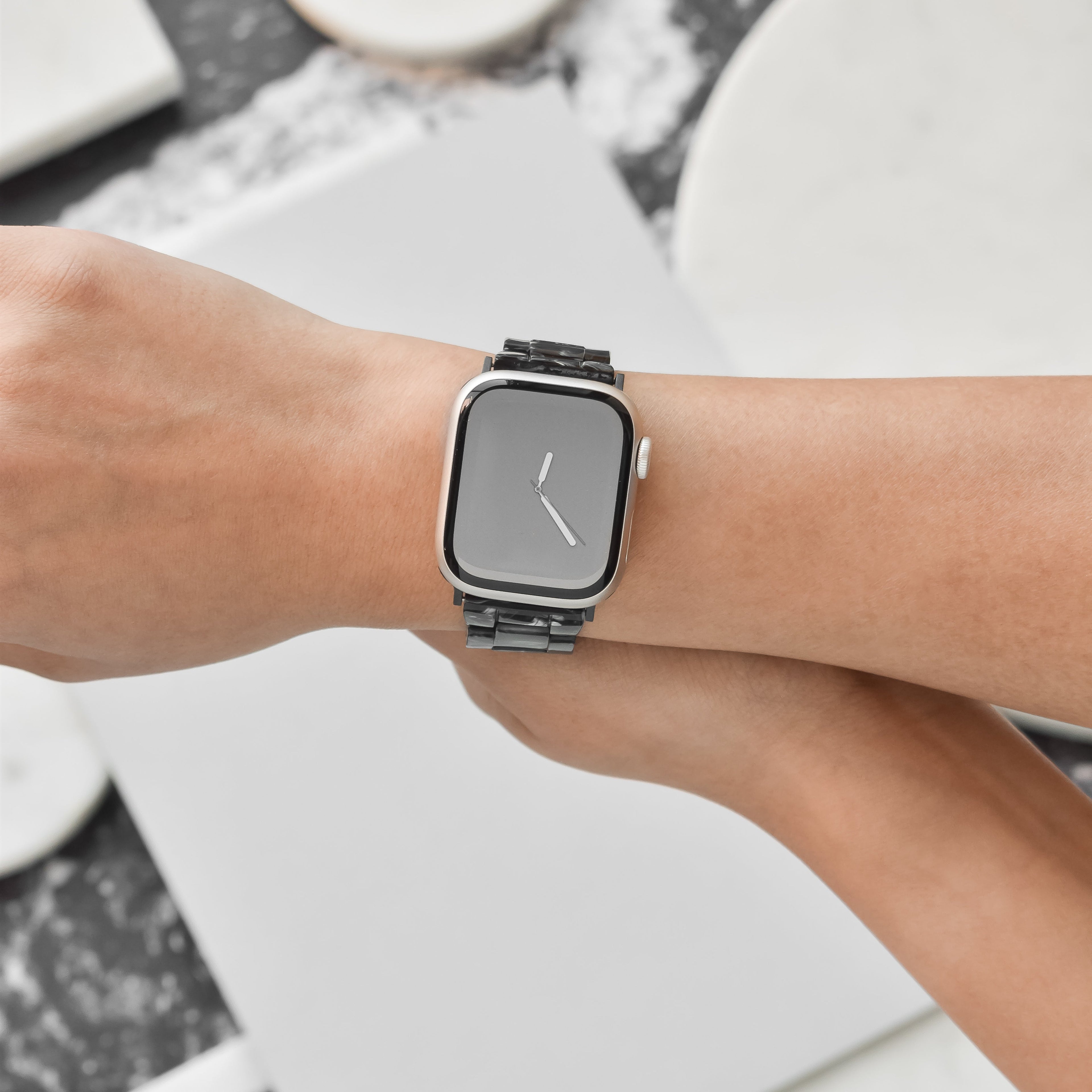 Lüks Siyah Mermer Apple Watch Kayışı