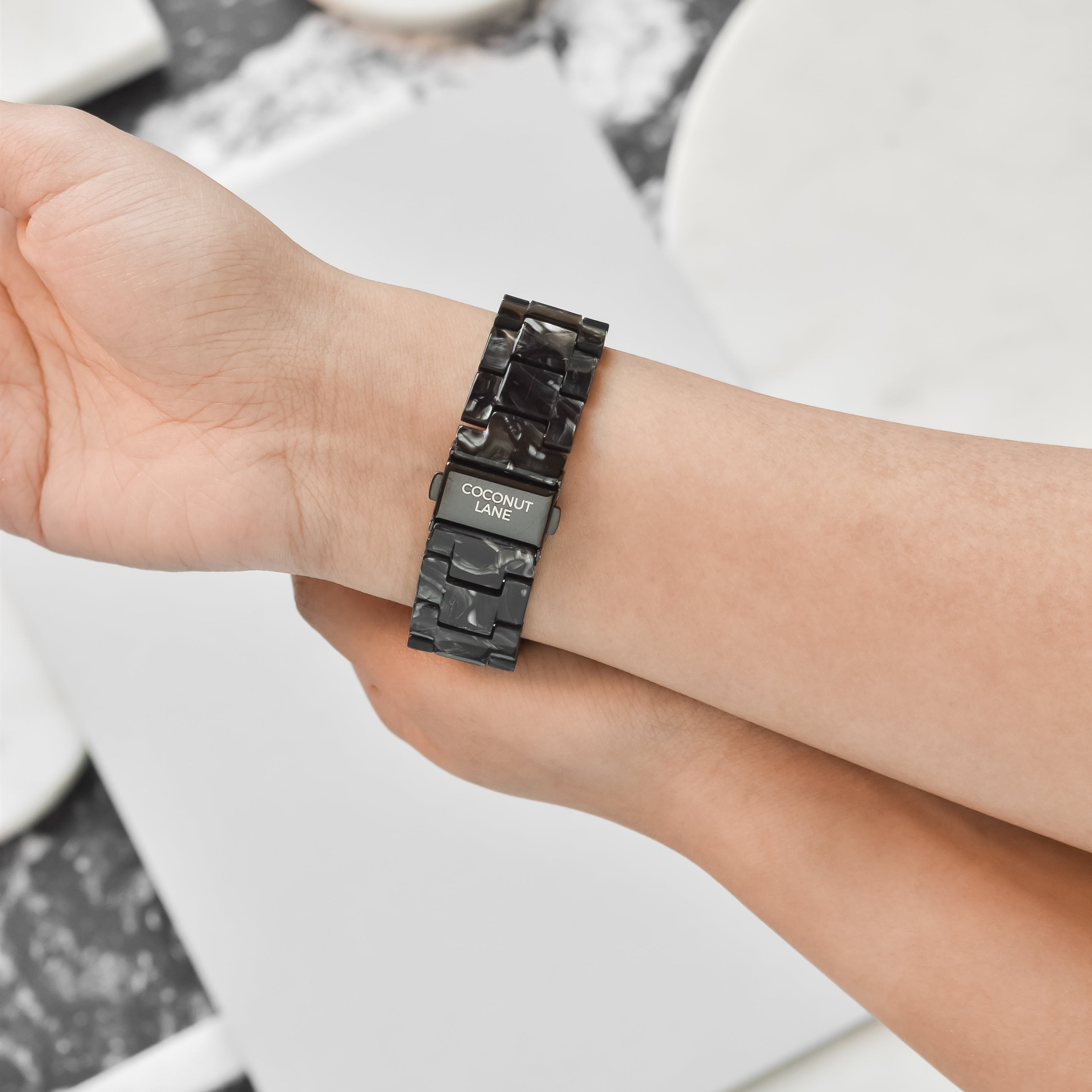 Lüks Siyah Mermer Apple Watch Kayışı