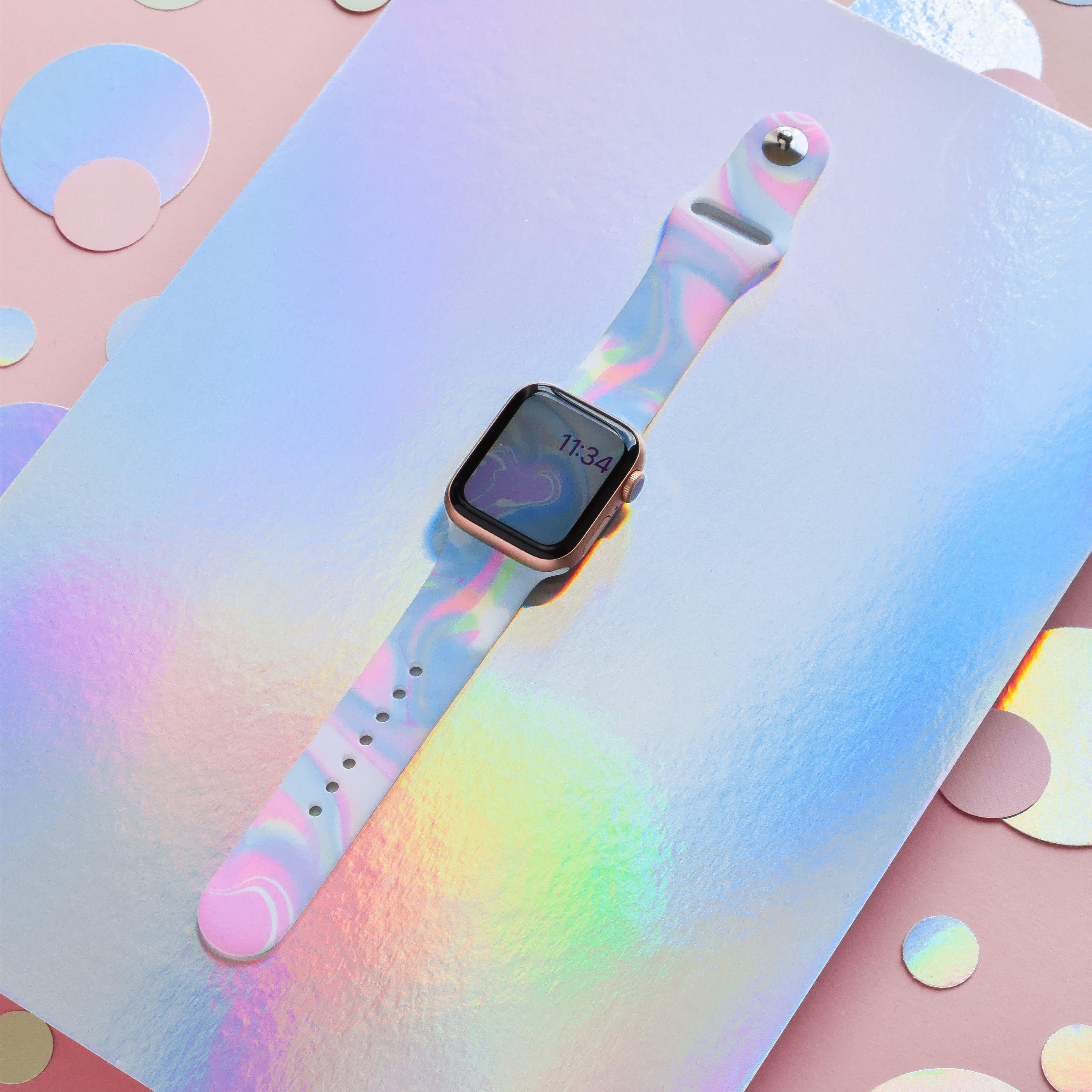Holografik Baloncuklu Apple Watch Kayışı
