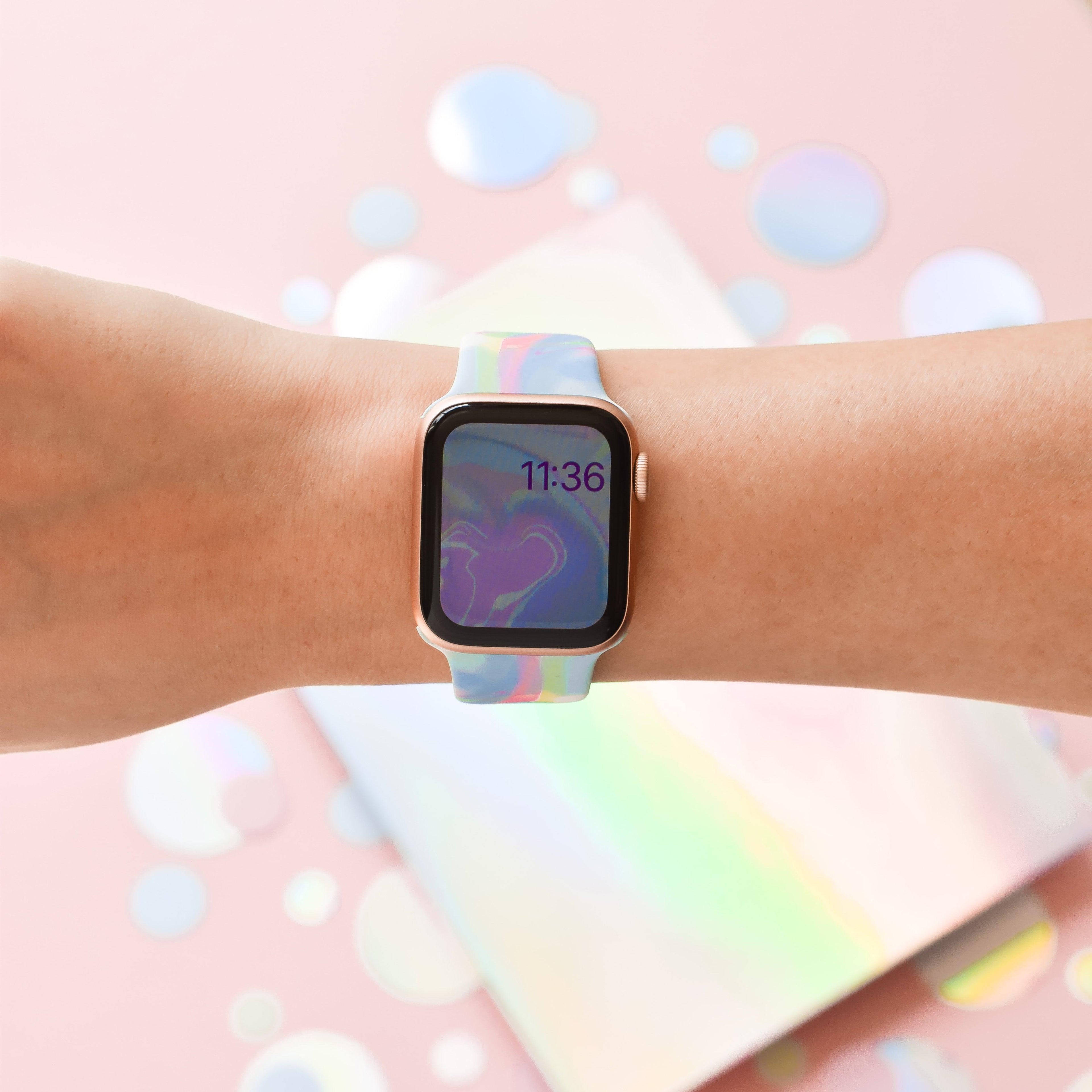 Holografik Baloncuklu Apple Watch Kayışı