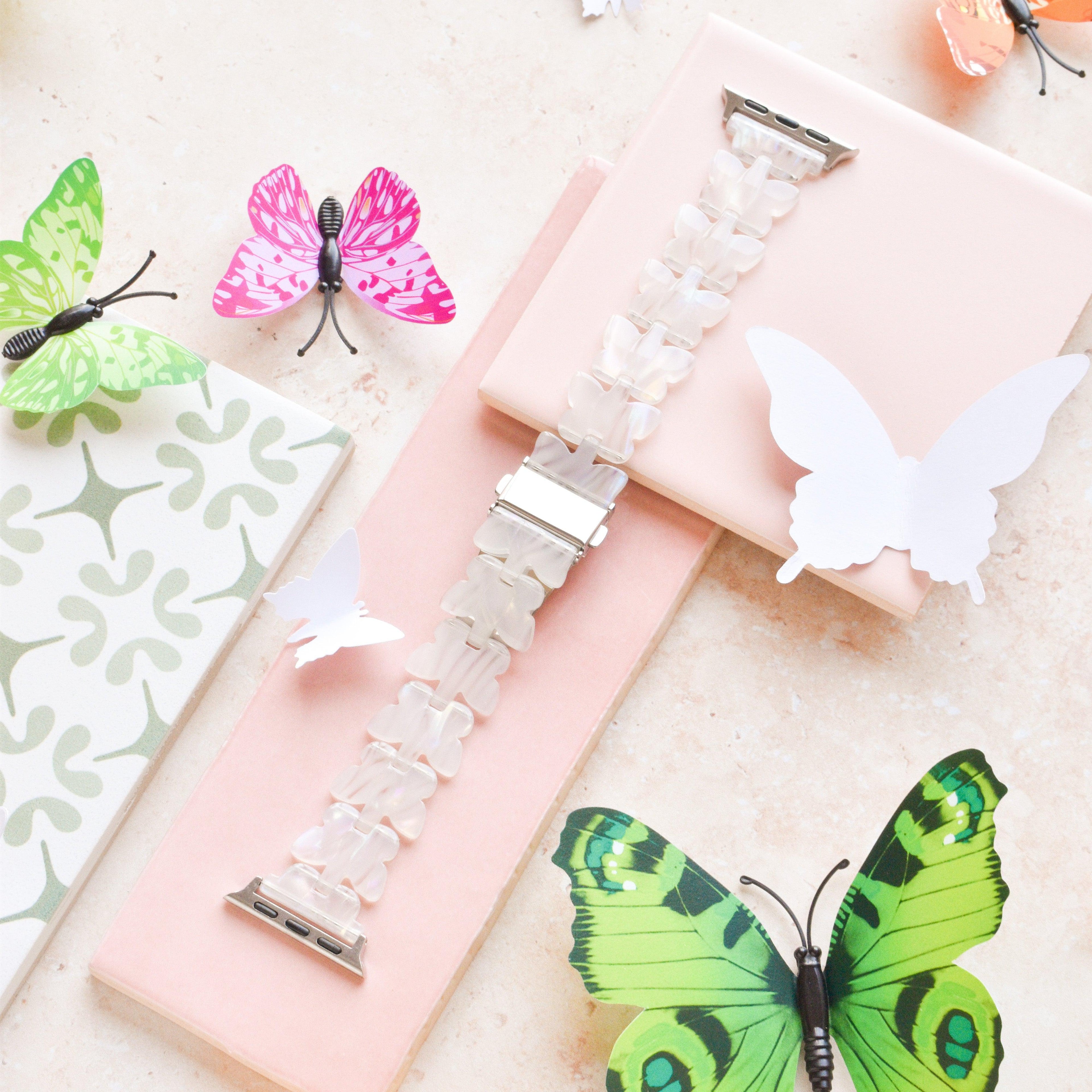 Lüks Holografik Kelebek Desenli Apple Watch Kayışı