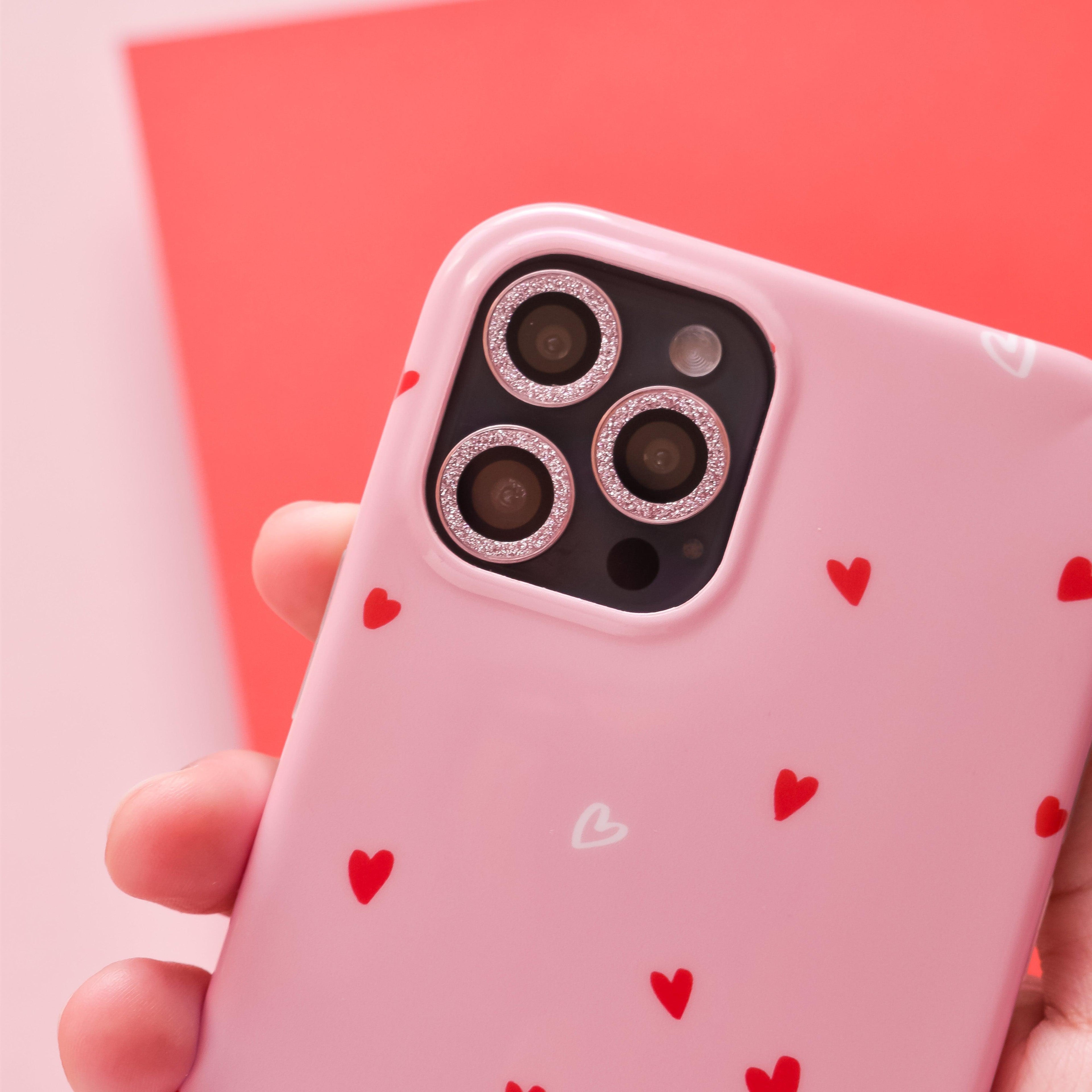 Protective Camera Lens Covers - Pink Glitter