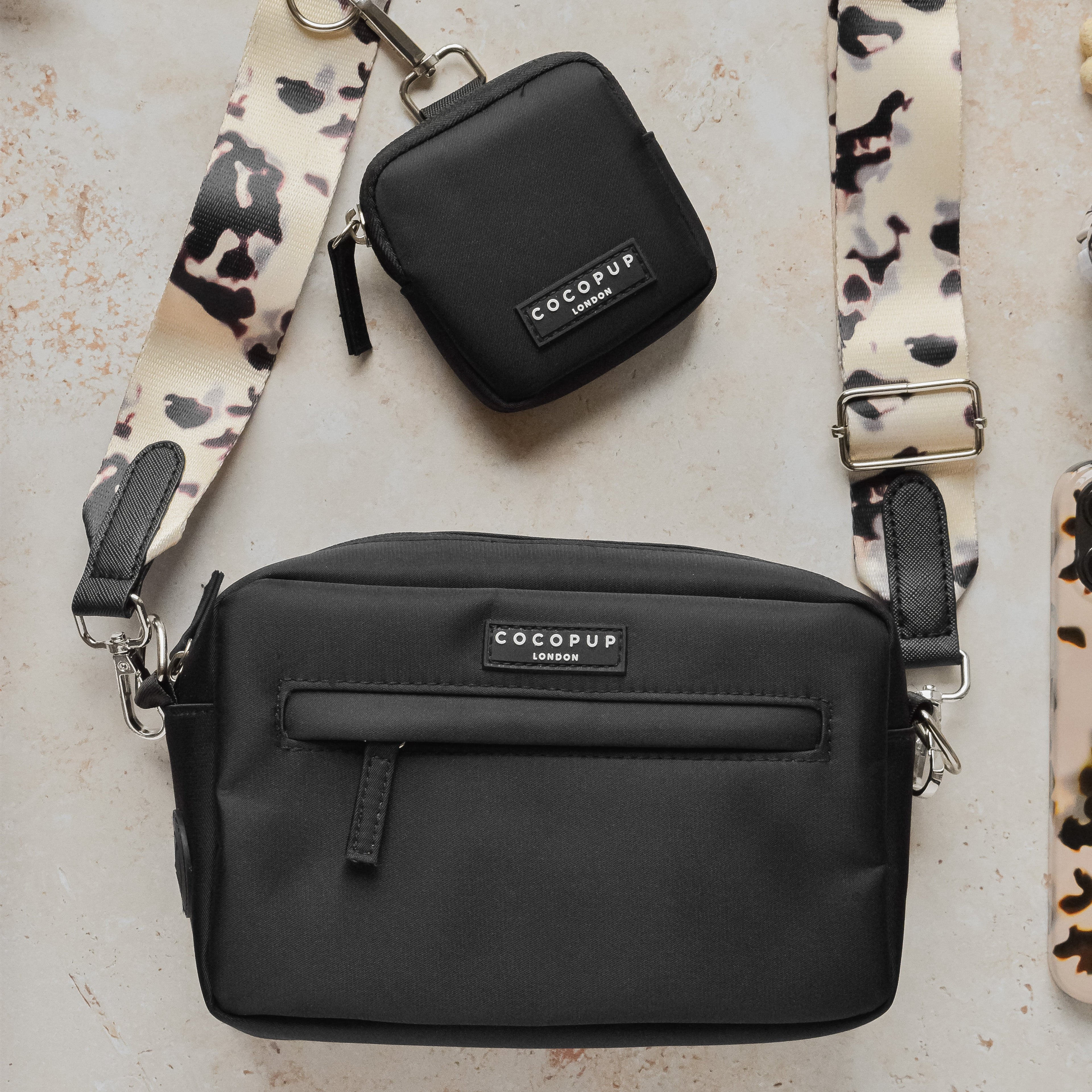 Köpek Gezdirme Çantası Seti - Fildişi Kaplumbağa Desenli