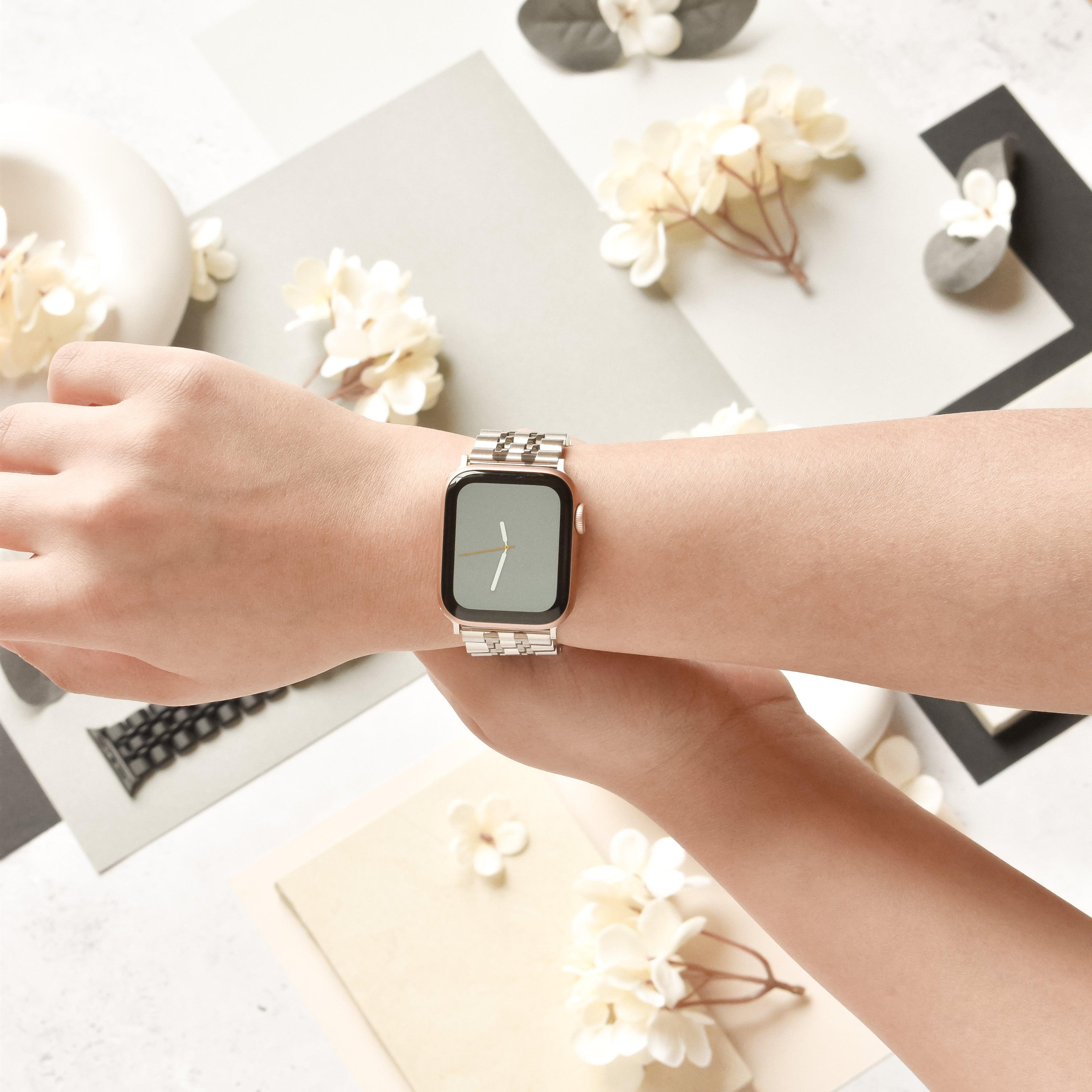 Stainless Steel Apple Watch Strap - Black & Silver