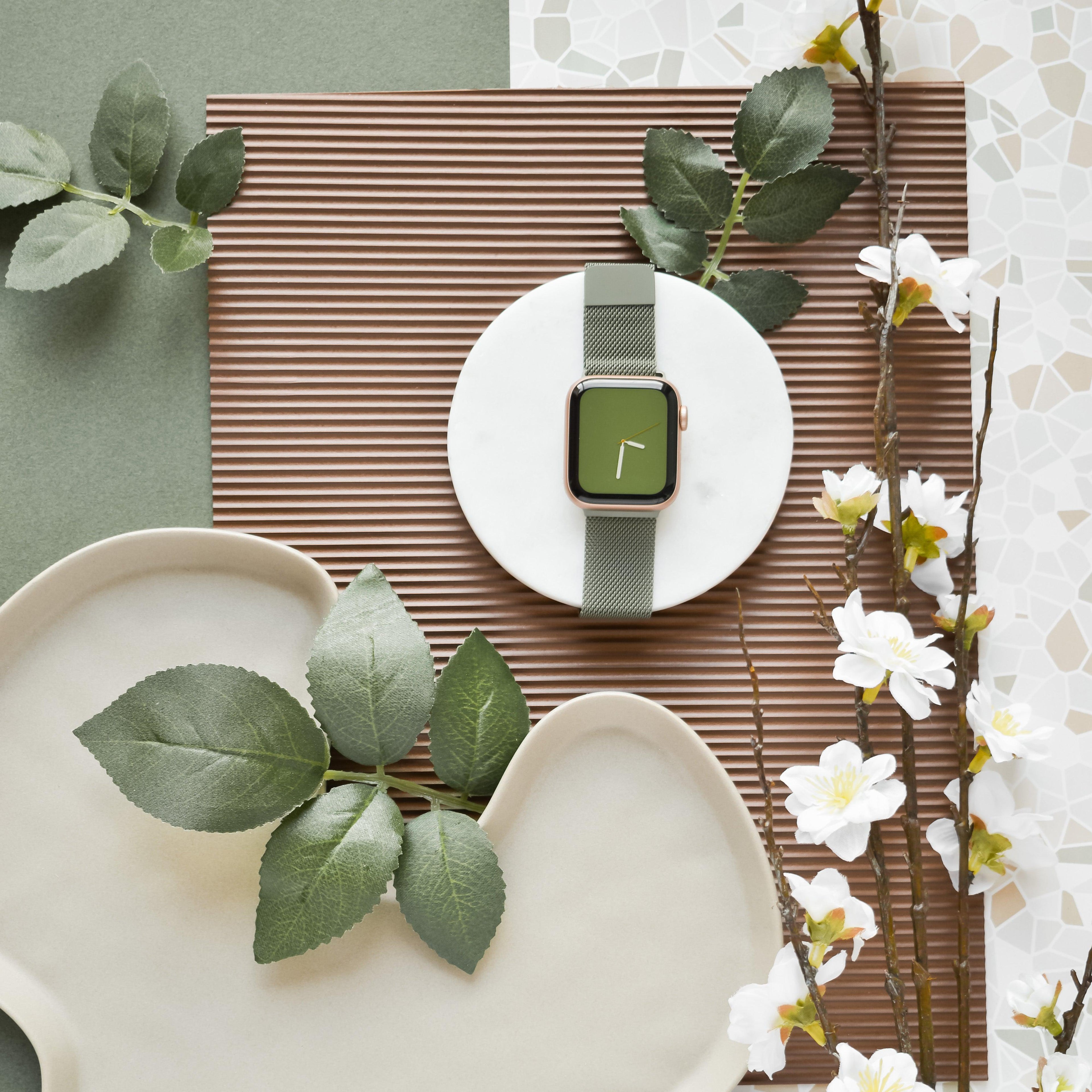 Manyetik Zincirli Apple Watch Kayışı - Haki