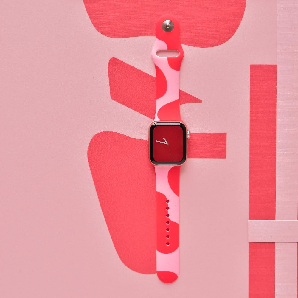 Soyut Pembe ve Kırmızı Apple Watch Kayışı