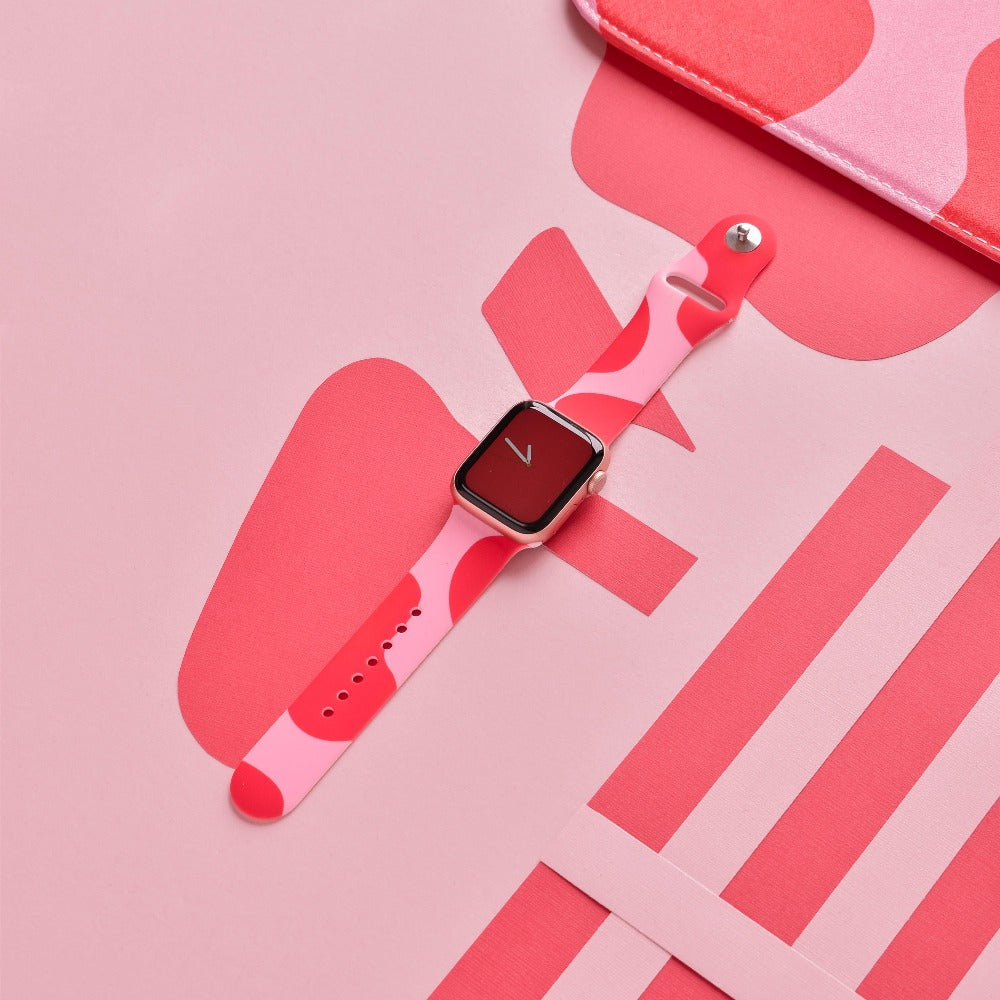 Soyut Pembe ve Kırmızı Apple Watch Kayışı