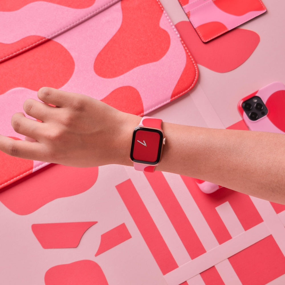 Soyut Pembe ve Kırmızı Apple Watch Kayışı