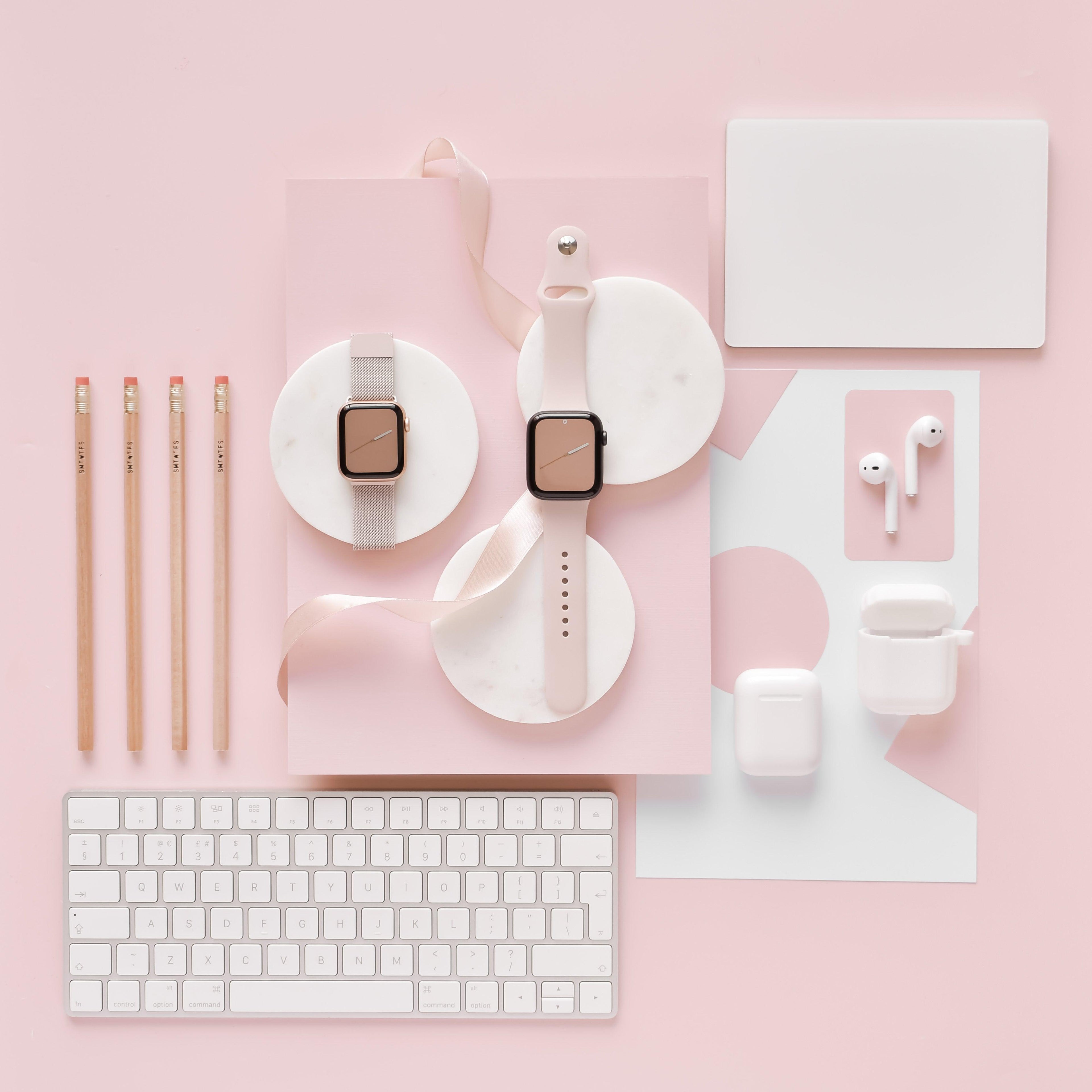 NAKD Apple Watch Kayış Seti - Manyetik + Silikon - Pudra Pembesi 