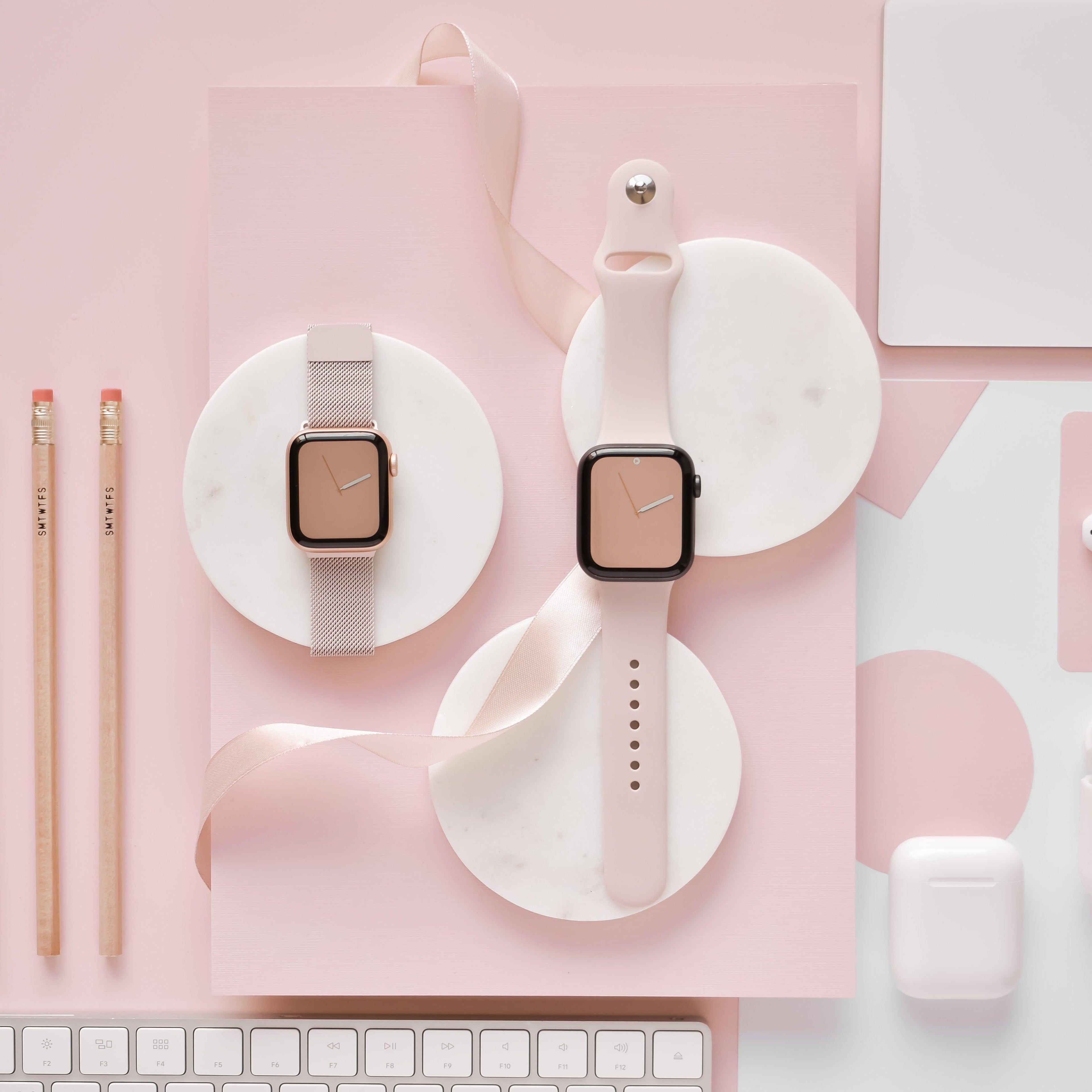 NAKD Apple Watch Kayış Seti - Manyetik + Silikon - Pudra Pembesi 