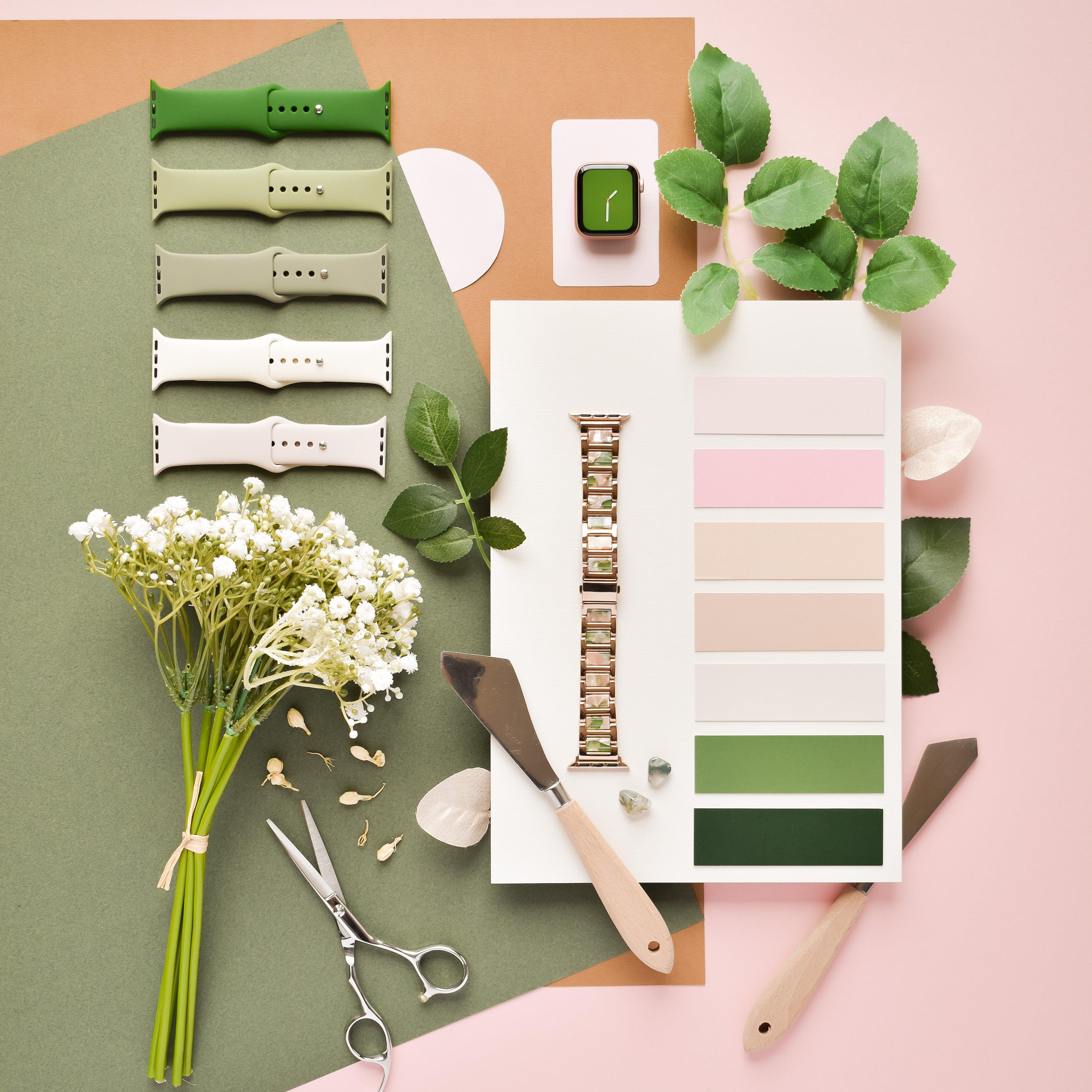 Stainless Steel Apple Watch Strap - Pink, Green & Rose Gold