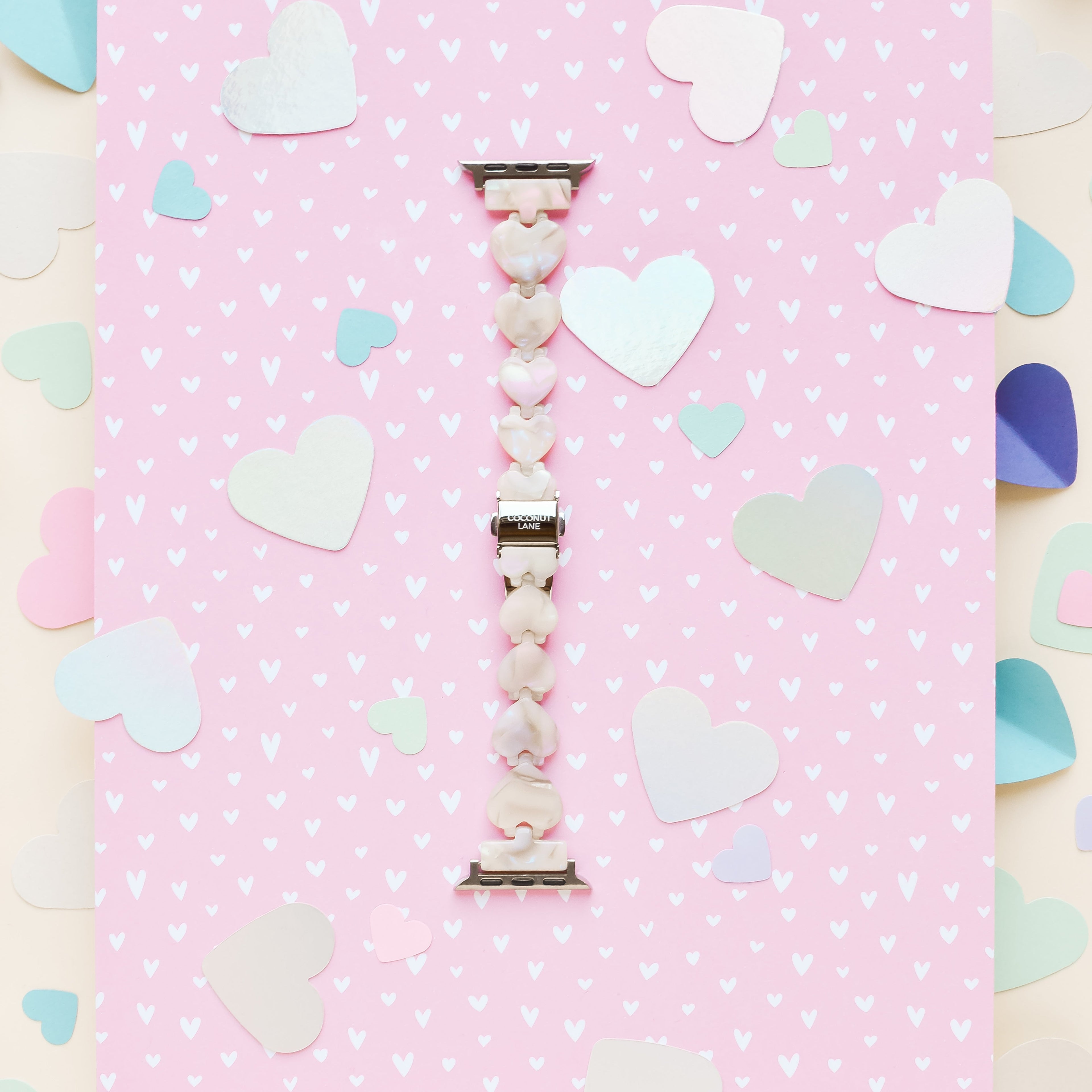 Luxe Hearts Apple Watch Kayışı - Pembe Kuvars