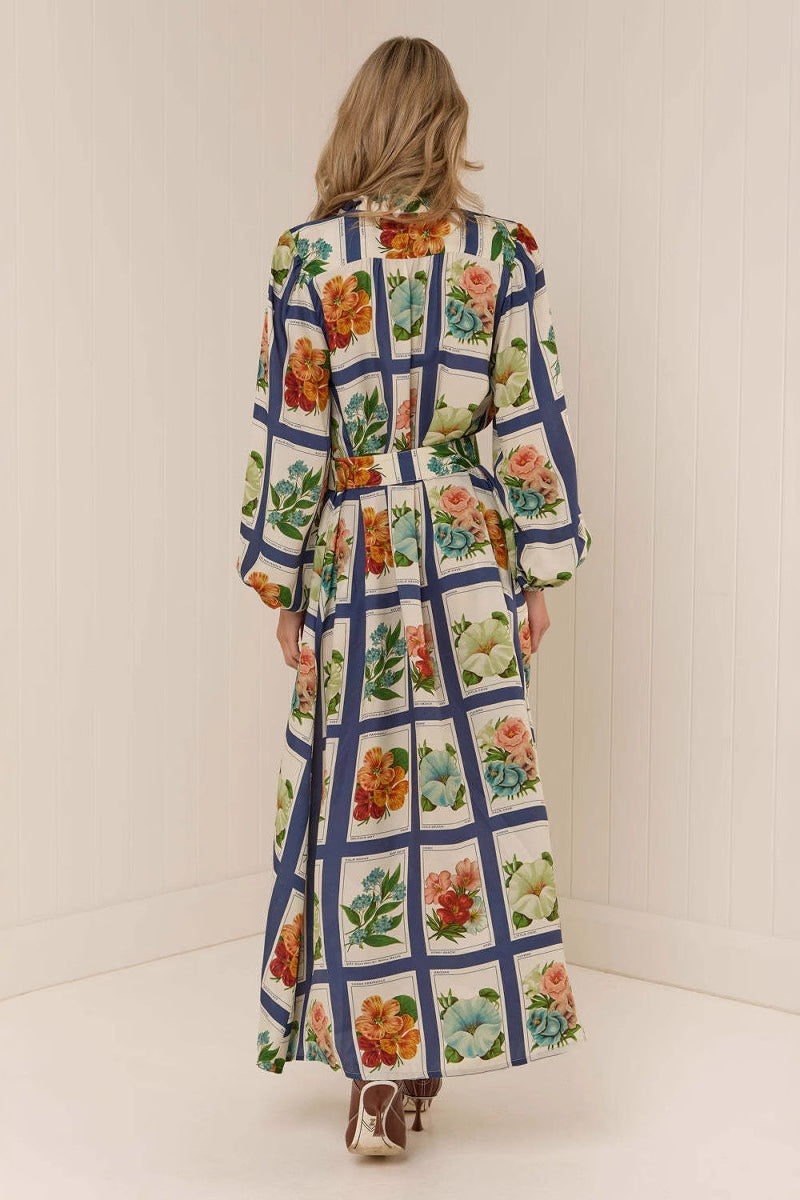 Elegant Stand Collar Maxi Dress