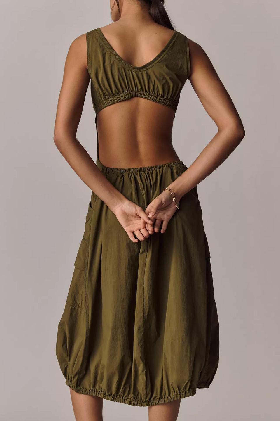 Daily Practice Fastpack Bubble-Hem Midi Dress