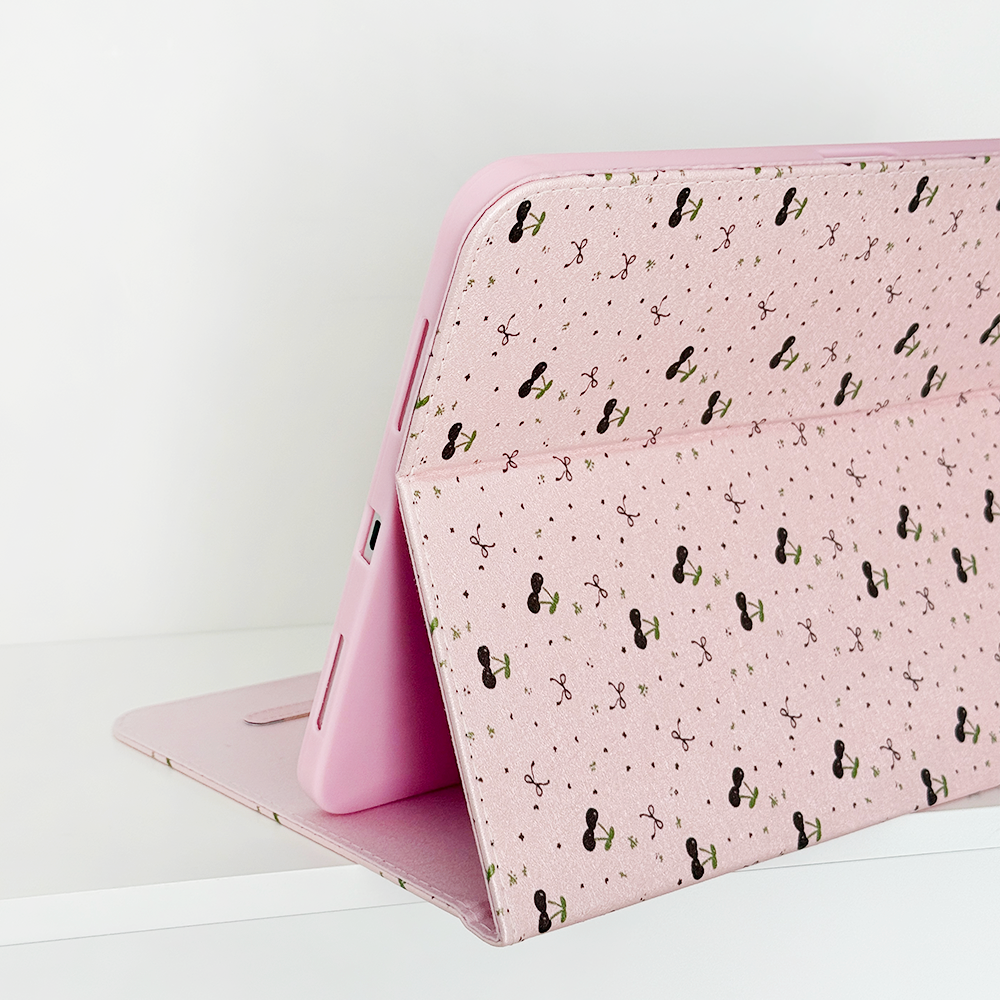 Ditsy Bows & Cherries Pink iPad Case