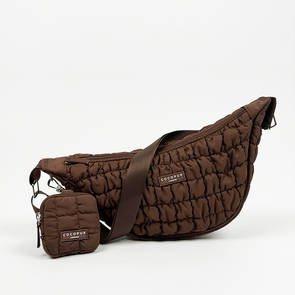 Çapraz Askılı Hilal Şekilli Köpek Gezdirme Çantası Seti - Espresso