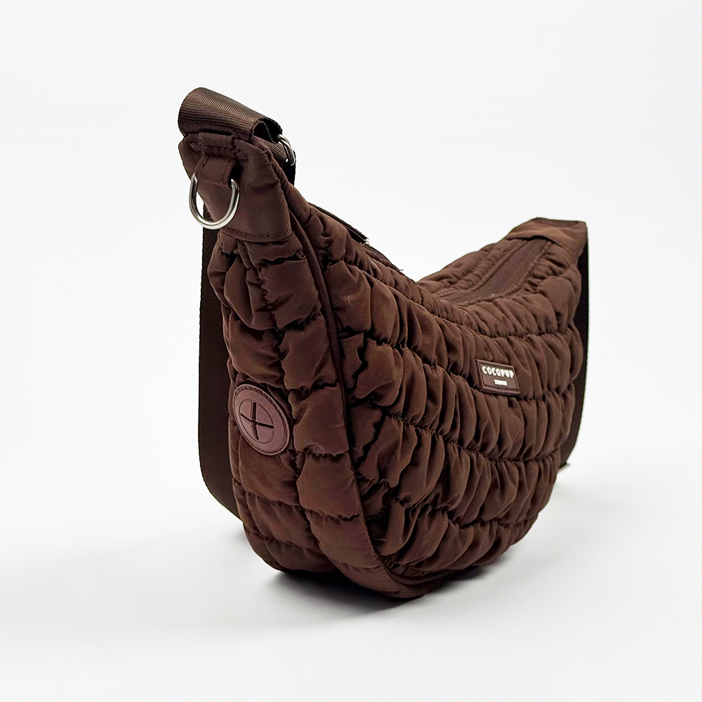 Çapraz Askılı Hilal Şekilli Köpek Gezdirme Çantası Seti - Espresso