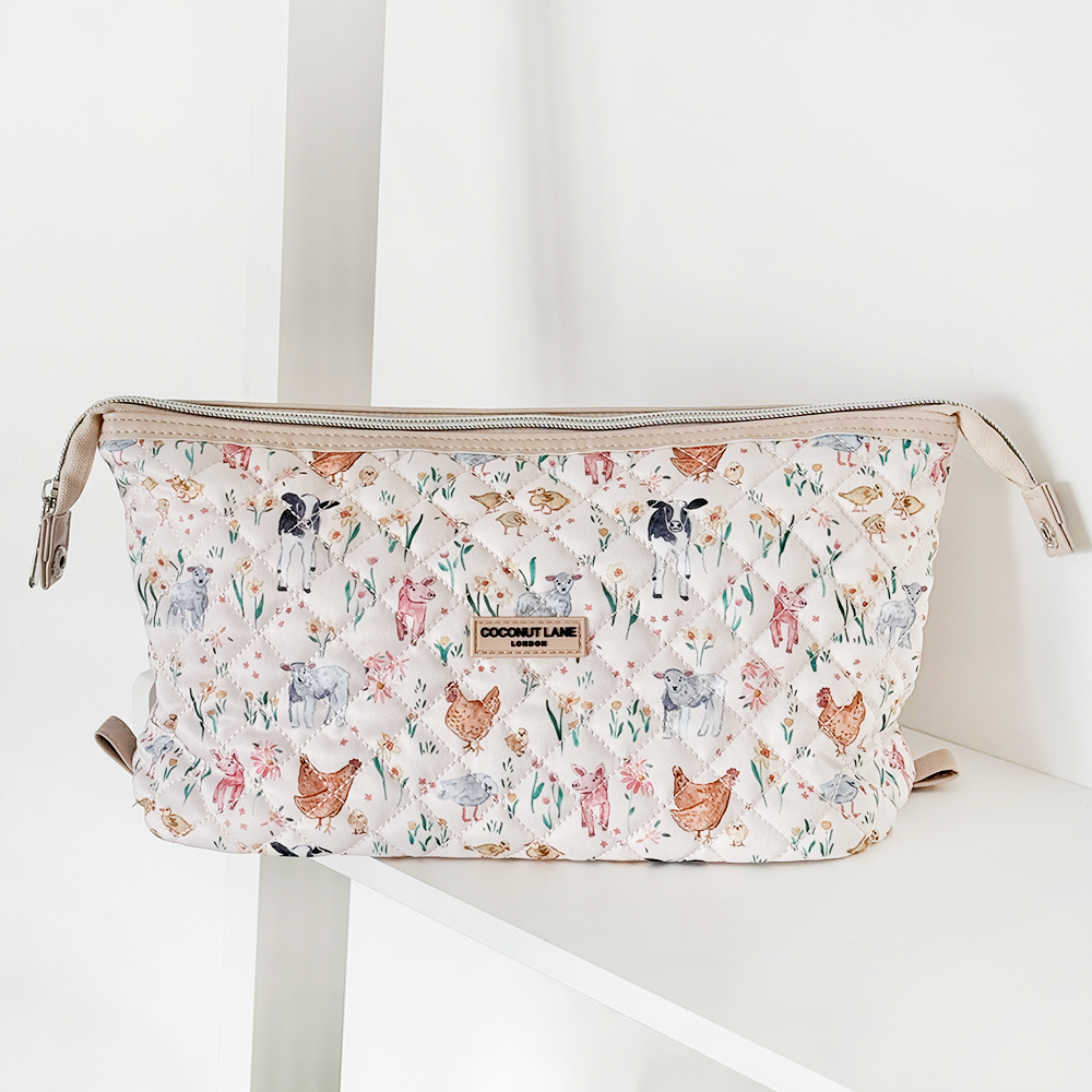 Genişletilebilir Makyaj Çantası - Kapitone Çiftlik Hayvanları