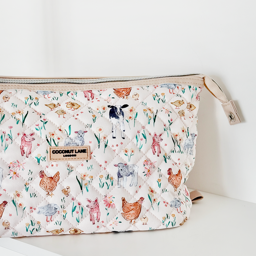 Genişletilebilir Makyaj Çantası - Kapitone Çiftlik Hayvanları