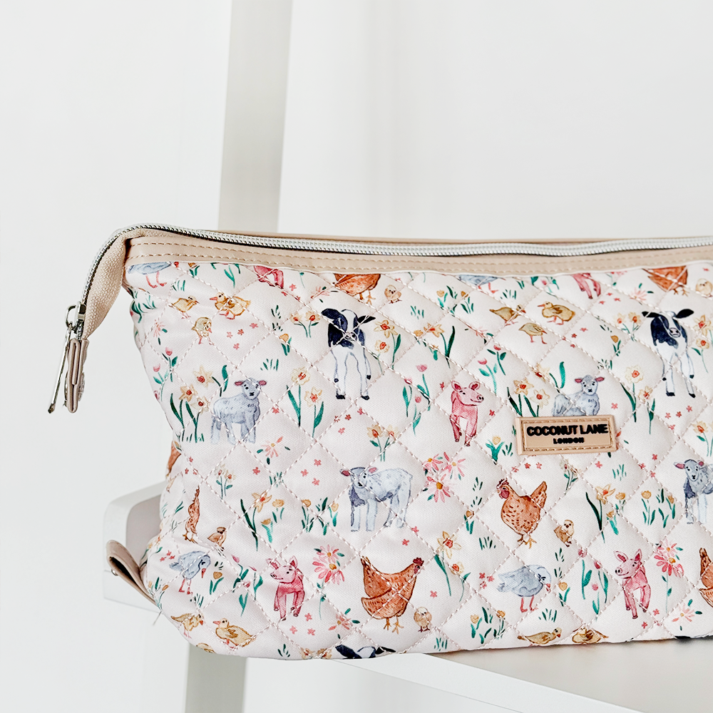 Genişletilebilir Makyaj Çantası - Kapitone Çiftlik Hayvanları