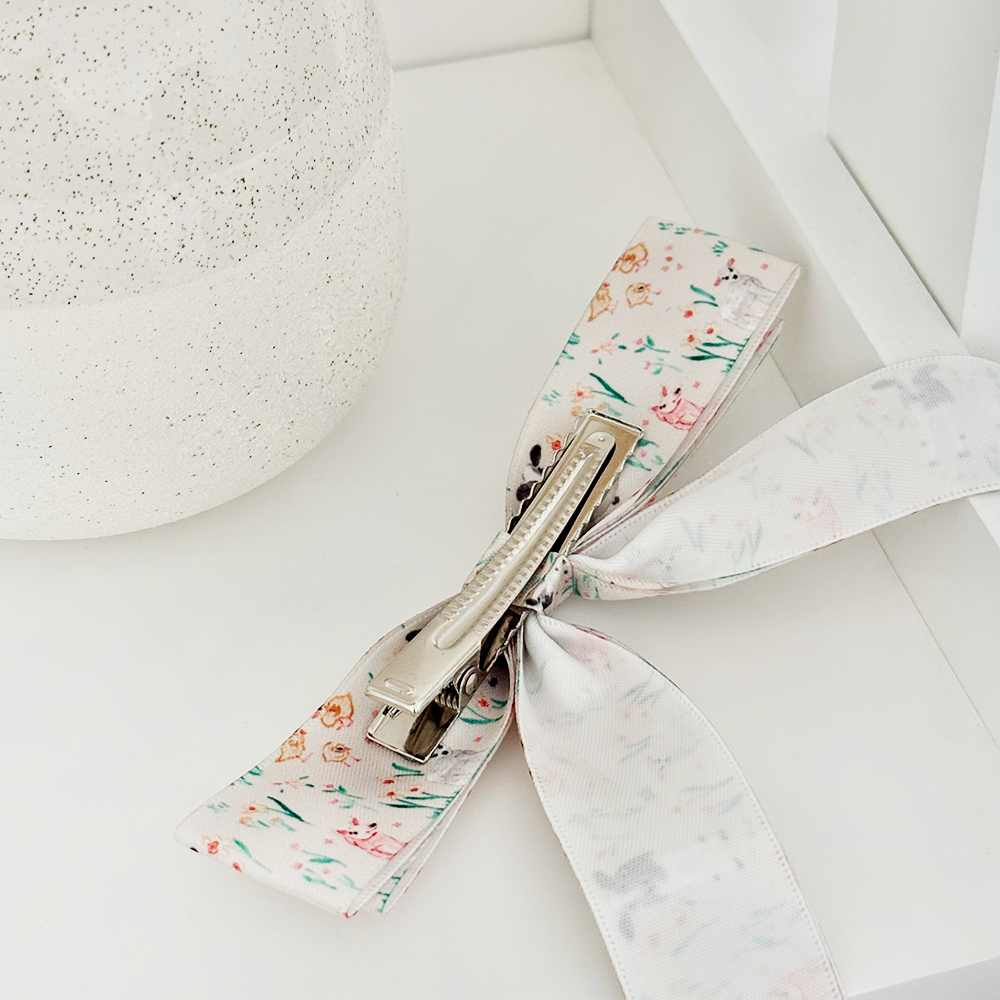 Ribbon Bow Clip - Farmyard Friends