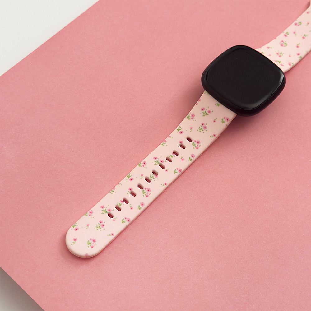 Fitbit Kayışı - Küçük Çiçekli Pembe