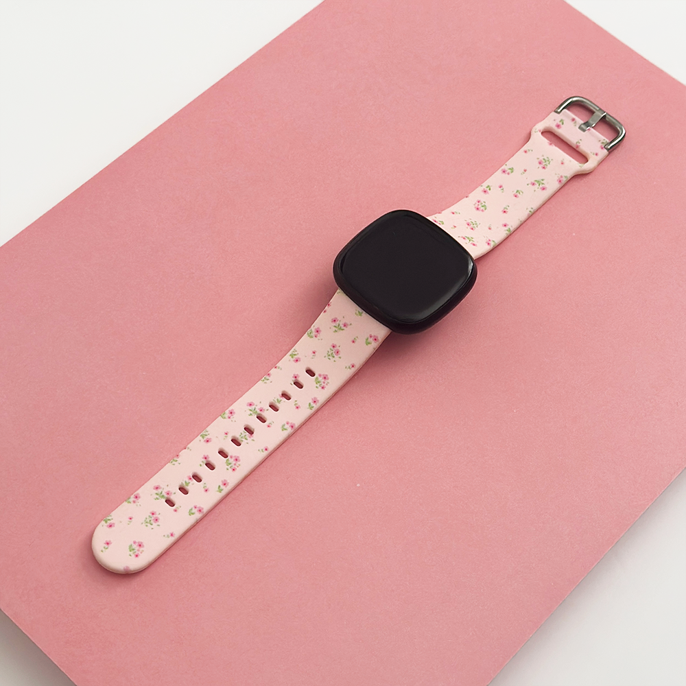 Fitbit Kayışı - Küçük Çiçekli Pembe