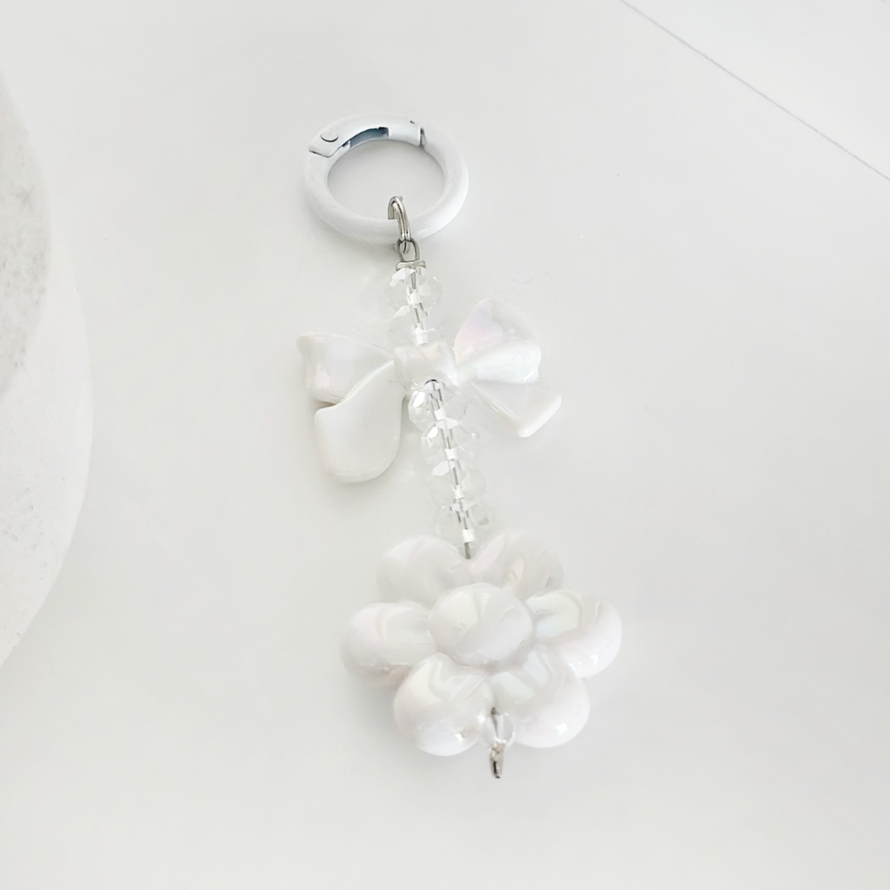 Işıltılı Çiçek Kurdeleli Anahtarlık