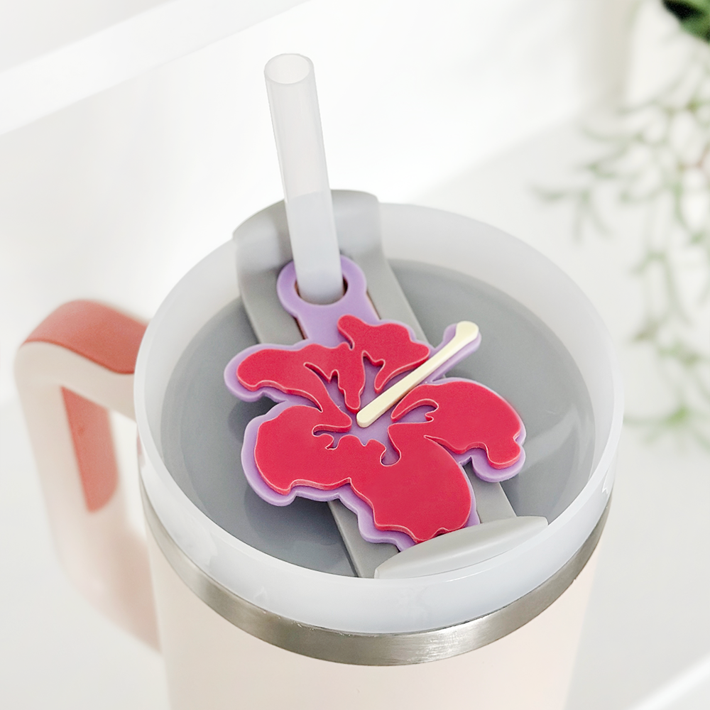 Çiçek Desenli Bardak Üstü Süsü - Leylak ve Pembe 