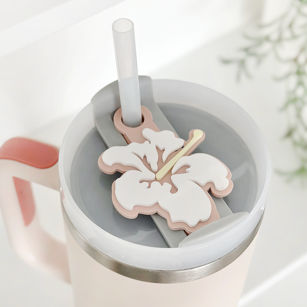 Çiçek Desenli Bardak Üstü Süsü - Ten Rengi 