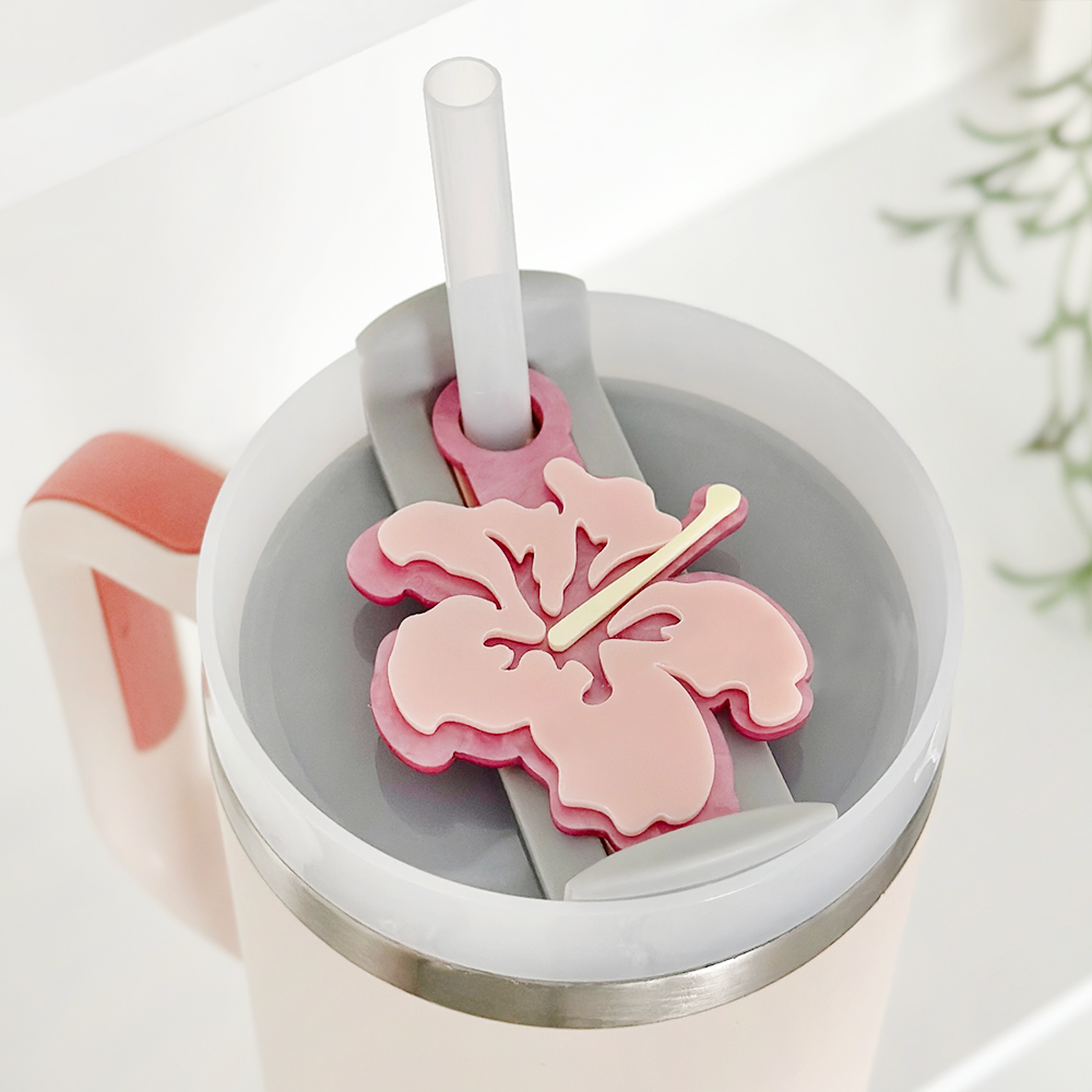 Çiçek Desenli Bardak Üstü Süsü - Pembe 