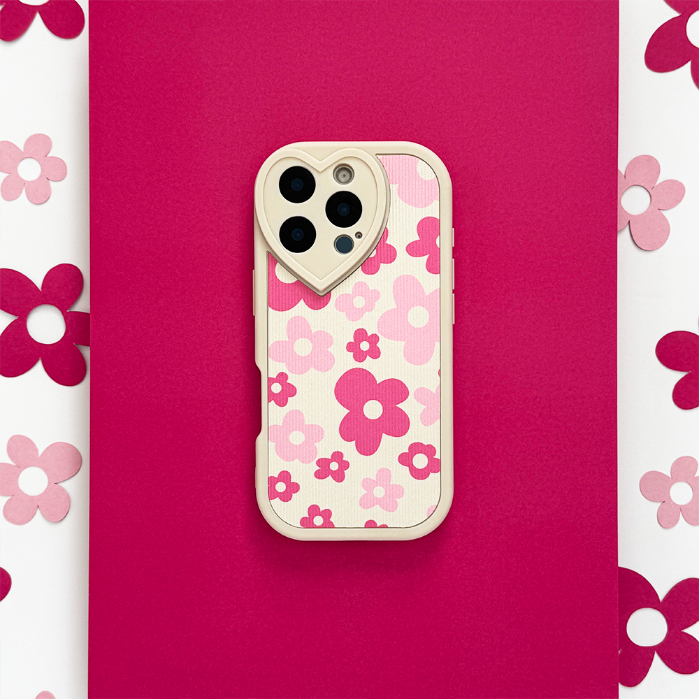 Flower Power Ribbed Heart Camera Phone Case