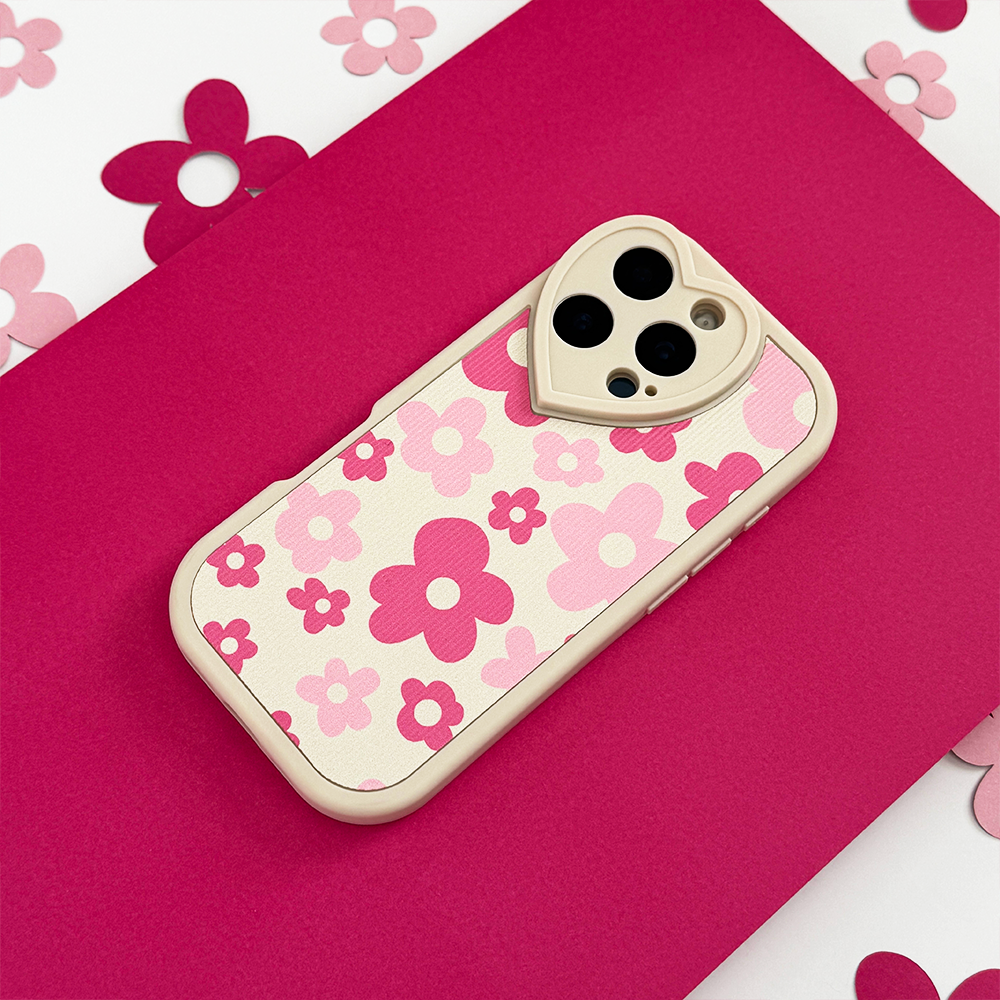 Flower Power Ribbed Heart Camera Phone Case