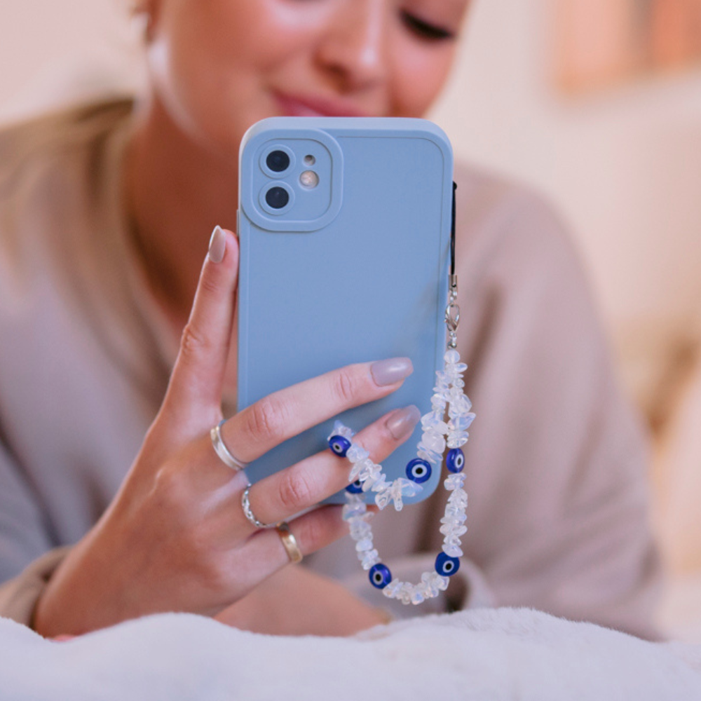 Beaded Phone Strap - Crystal Evil Eye