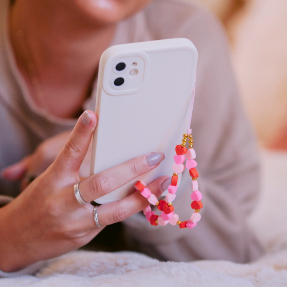 Beaded Phone Strap - Hearts