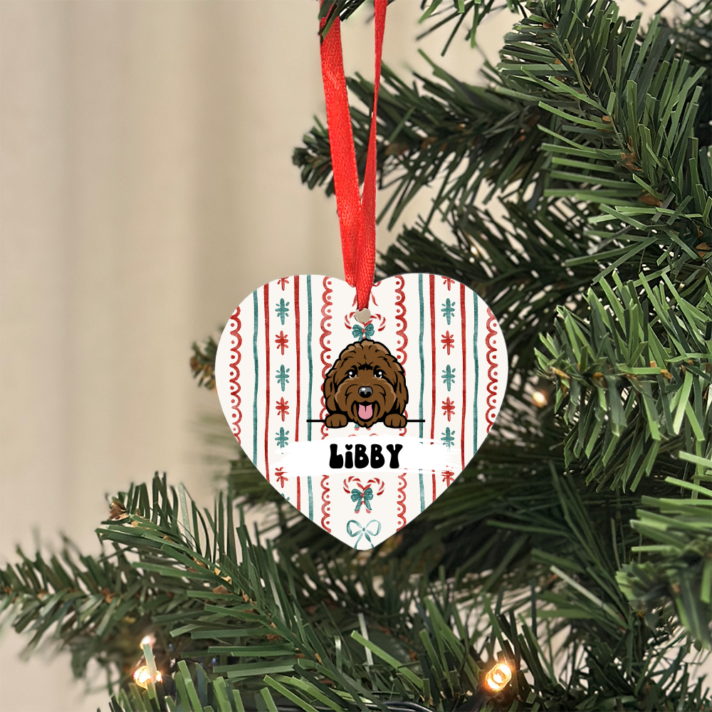 Kişiye Özel Köpek Noel Süsü - Kalp