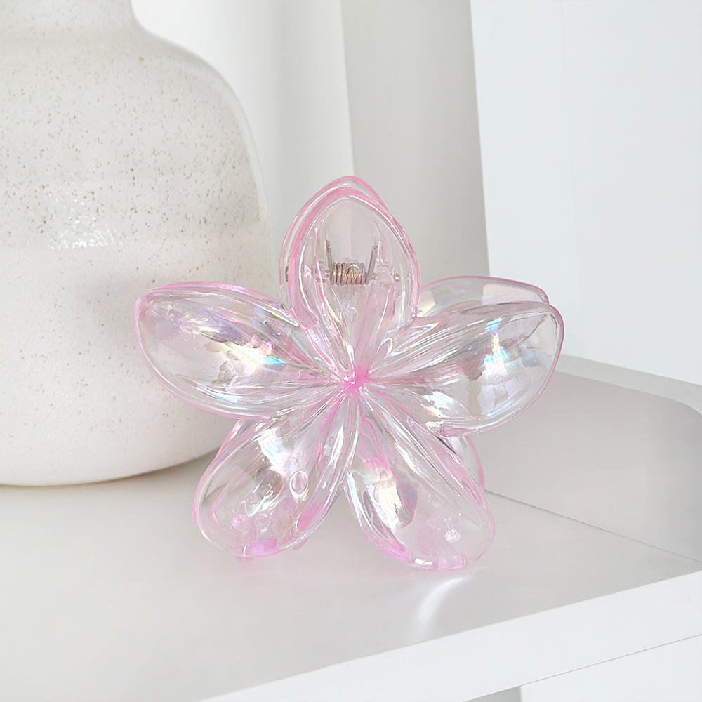 Tropical Flower Claw Clip - Holographic Pink
