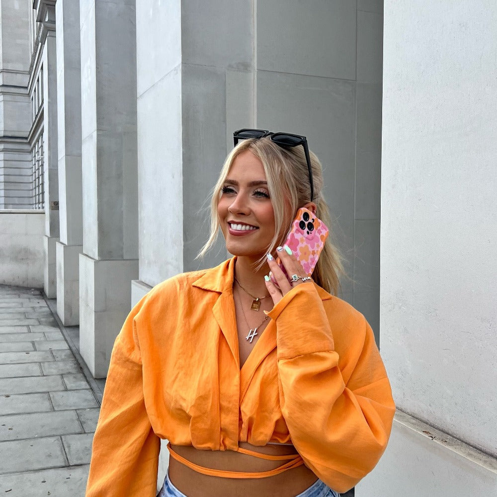 Wavy Phone Case - Pink & Orange Bloom