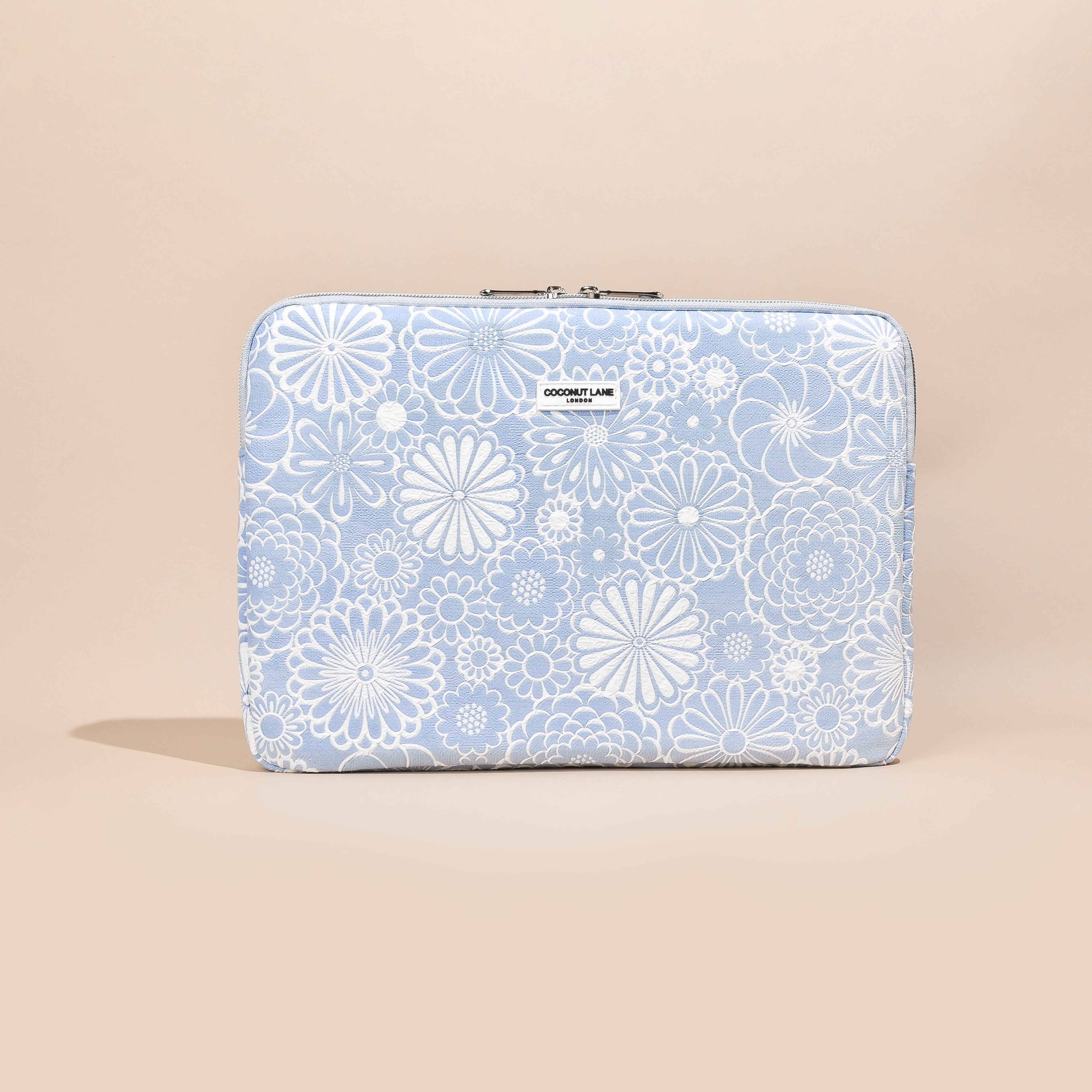 Bebek Mavisi Çiçek Desenli Dizüstü Bilgisayar Kılıfı