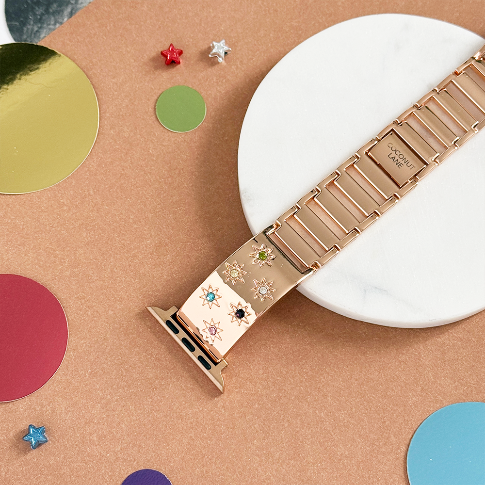 Ibiza Renkli Taşlı Apple Watch Kayışı - Gül Altın