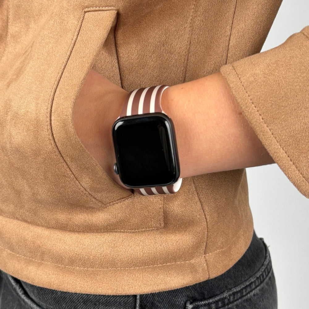 Kestane Çizgili Apple Watch Kayışı
