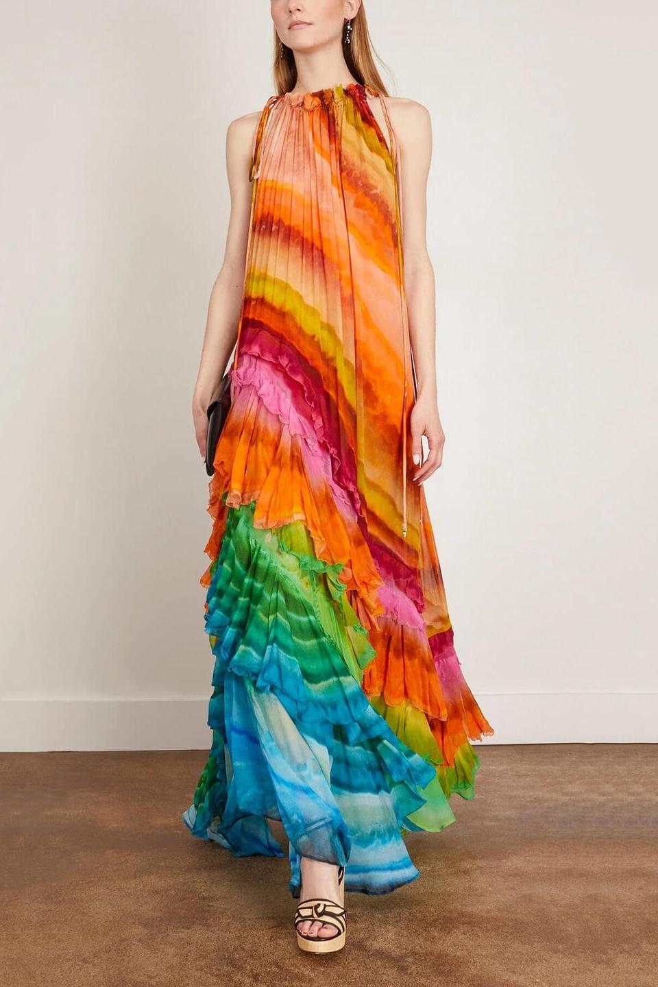 Iris Ruffle Gown in Multi