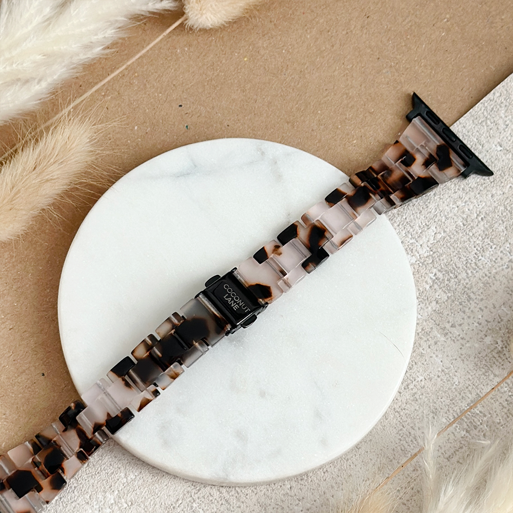 İnce Lüks Fildişi Kaplumbağa Desenli Apple Watch Kayışı