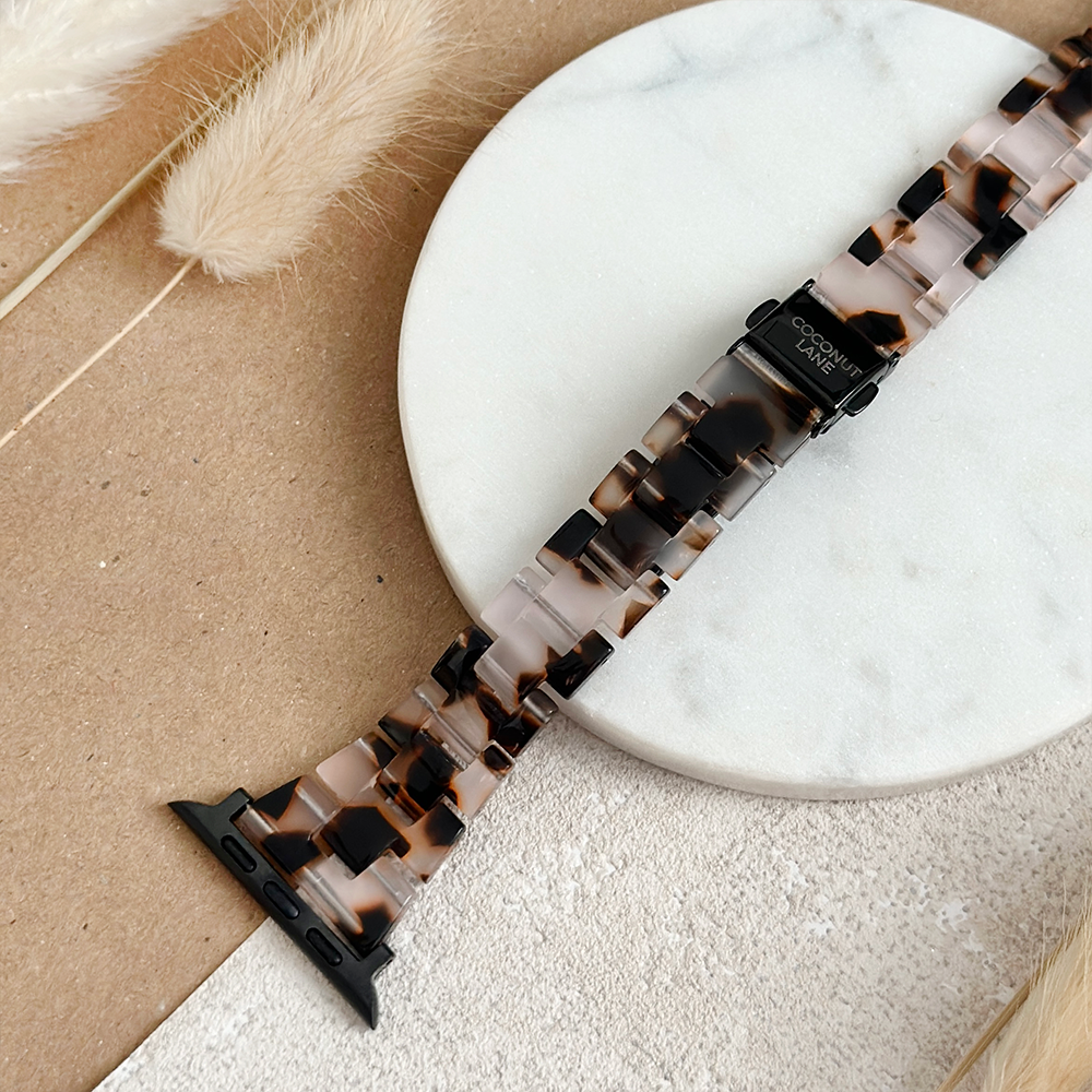 İnce Lüks Fildişi Kaplumbağa Desenli Apple Watch Kayışı